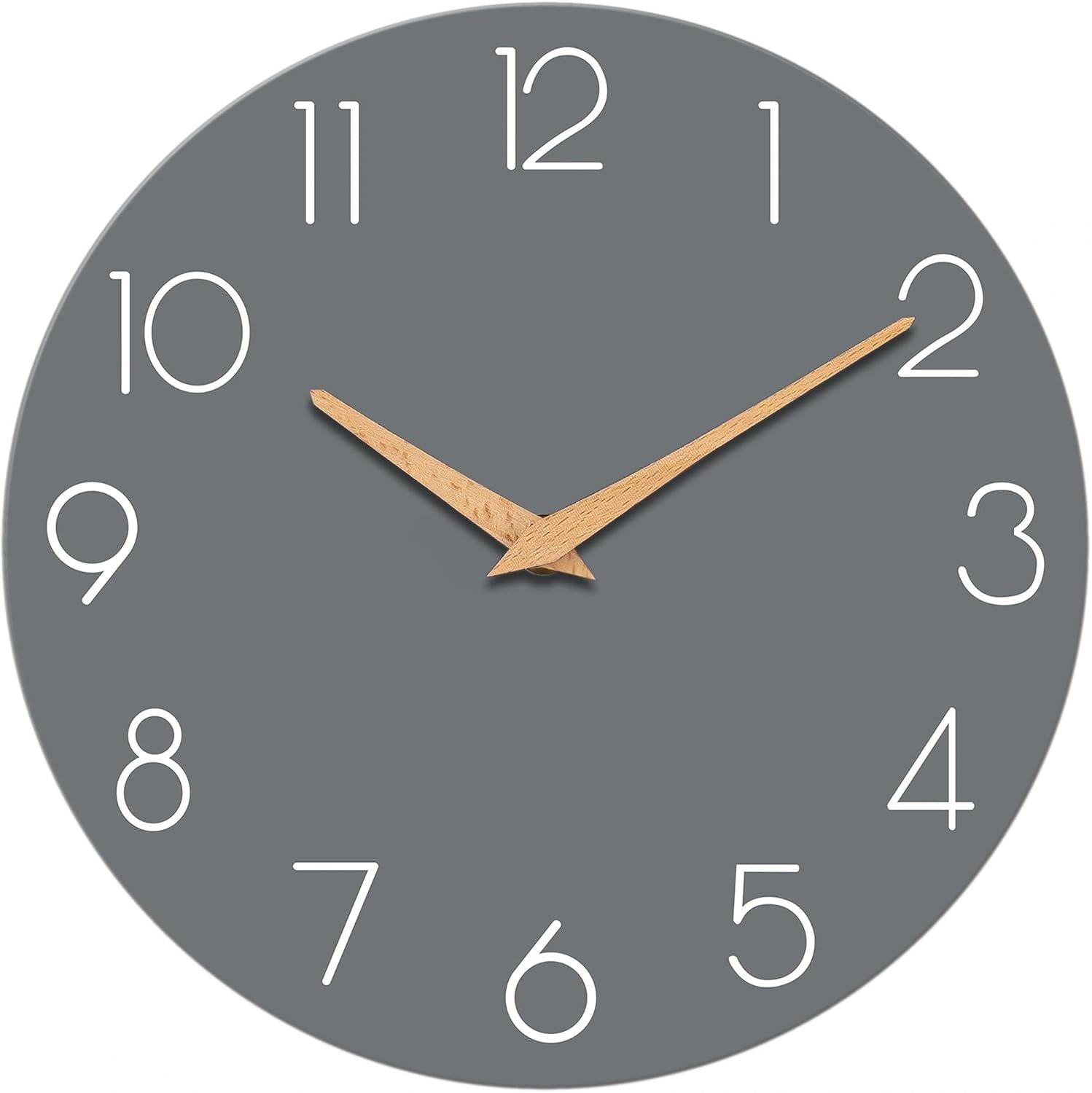 cicininc Wall Clock, Gray Silent Non-Ticking, Decorative Battery Operated Wall Clocks for Bedroom, Kitchen, Home, Office, School, Hotel (8 Inch)