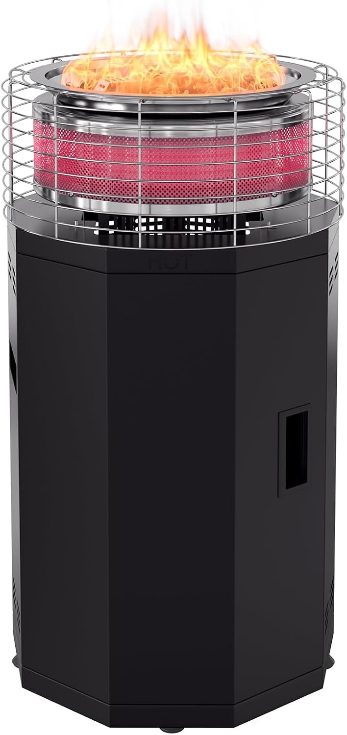 𝐍𝐞𝐰 𝐔𝐩𝐠𝐫𝐚𝐝𝐞 DoCred 34.8″ H Outdoor Patio Heater | 56000 BTU 2 in 1 Smokeless Propane Fire Pit Heater for Backyard, Garden, Deck, Party