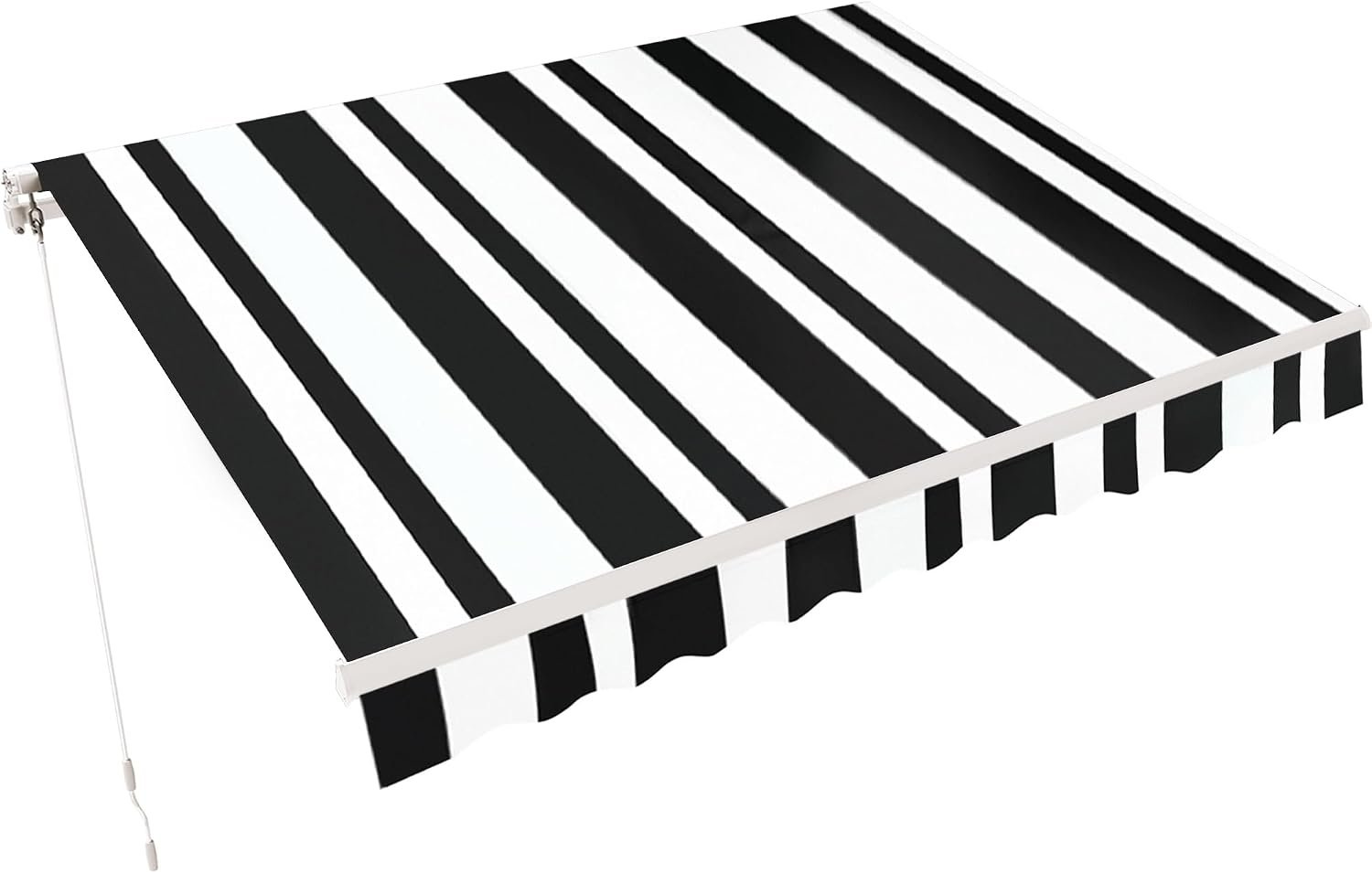 MCombo 9.9×7.8 Feet Manual Retractable Patio Door Window Awning Sunshade Shelter Outdoor Canopy,0810 (White with Black Stripes, 9.9′(L) x 7.8′(W))