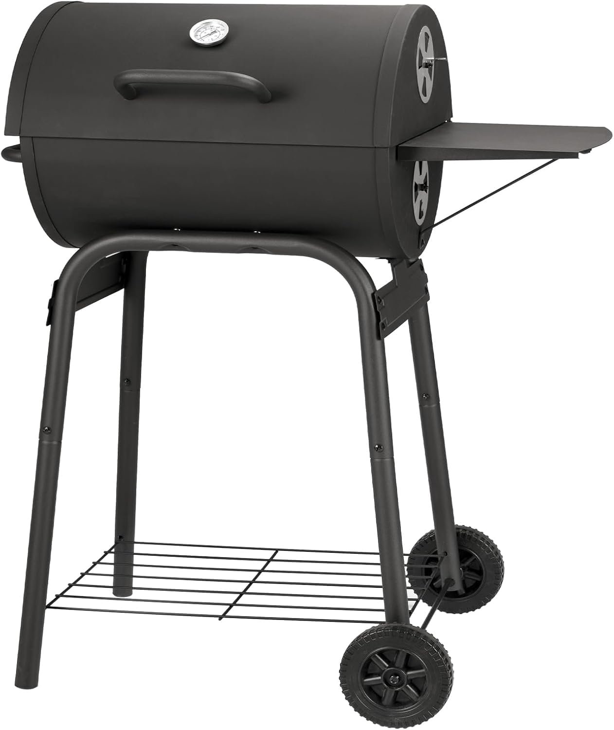 Kendane Barrel Charcoal Grill, Large Charcoal Grills with Side Shelf, Outdoor BBQ Grill,Perfect for Backyard Camping, Patio Parties and Picnics