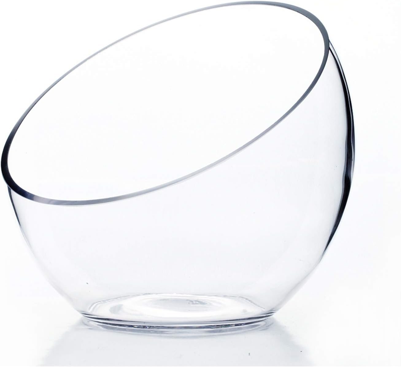 WGVI Clear Slant Cut Bowl Glass Vase, Glass Terrarium, Candy Dish, Glassware, Slant Cut, 7″ Width, 6″ Height (1 Piece)