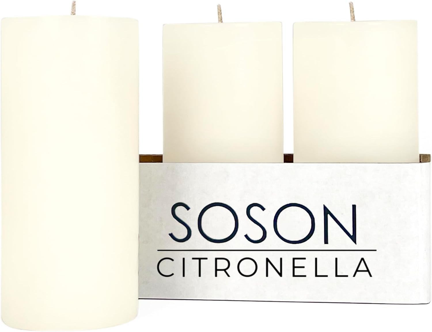 Simply Soson Citronella Candle – Citronella Scented Pillar Candles Ivory – 3×6 inch – 3 Pack – Long Lasting Burn Outside Candles for Garden Yard Balcony, Summer Camping