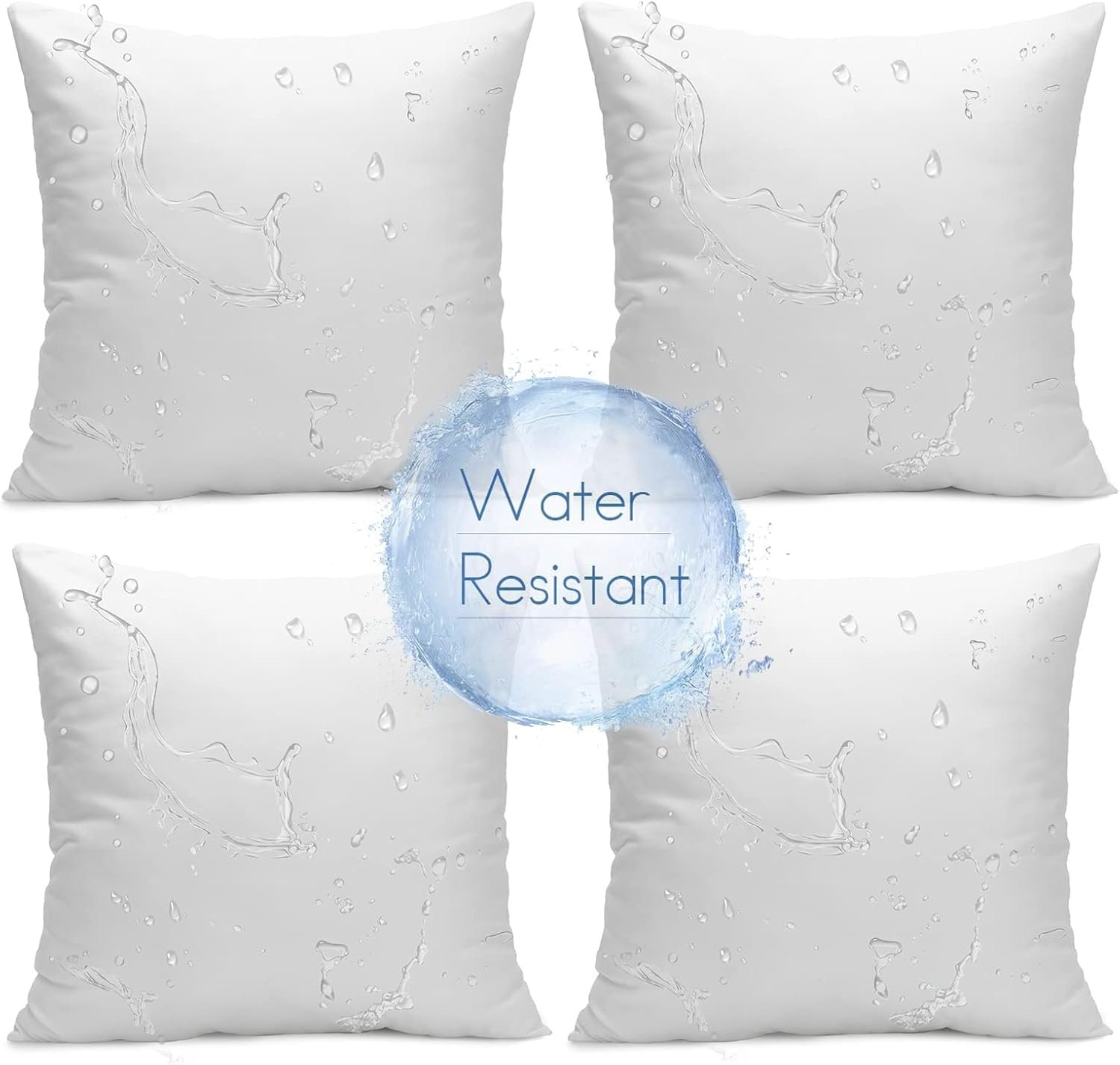 Ashler Outdoor Pillows, 18 x 18 Pillow Inserts Set of 4, Waterproof Throw Pillow Inserts Hypoallergenic for Patio, Water Resistant Indoor Outdoor Decorative
