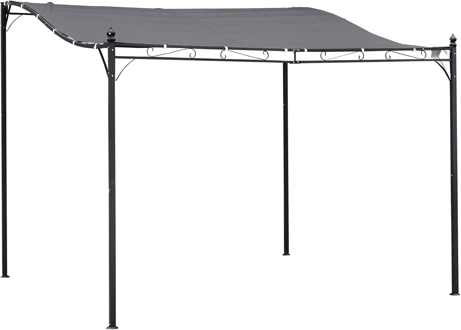 Outsunny 10′ x 10′ Steel Outdoor Pergola Gazebo Patio Canopy Gray | Weather-Resistant Fabric, Drainage Holes, Backyard Deck Garden