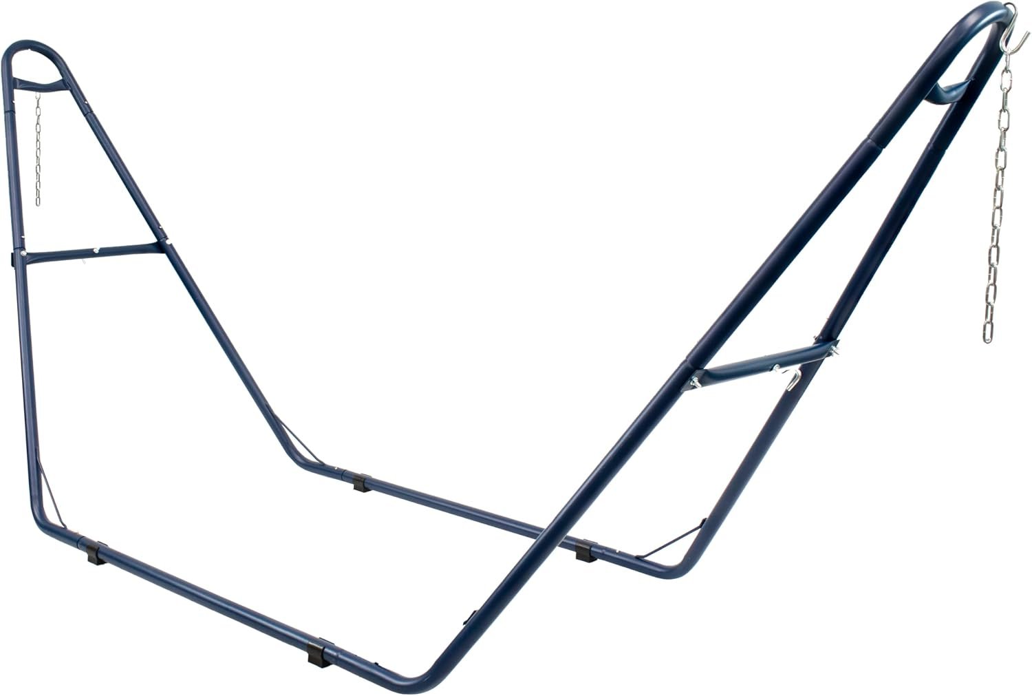 Sunnydaze Heavy-Duty Hammock Stand for Outside, 550 lb Capacity, Blue | Rust-Resistant Steel Metal Double Hammock Frame, Fits 9-14 ft Hammocks, Tool-Free Setup, Chains & Hooks Included, 2 Person