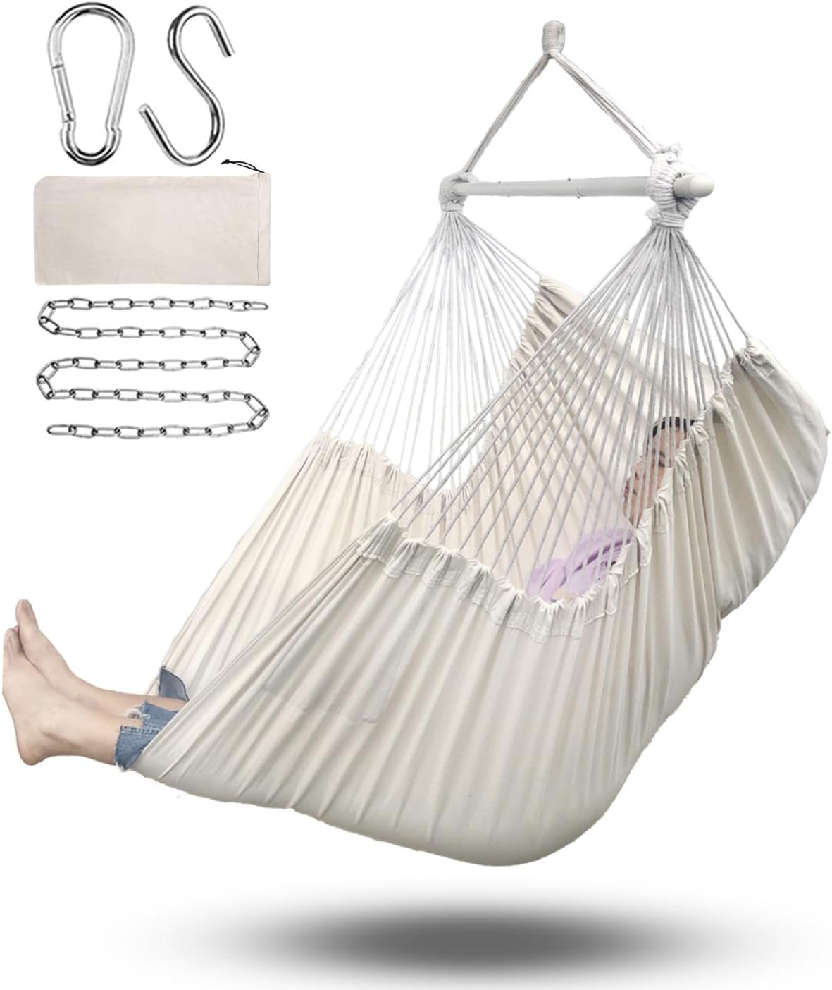 ADVOKAIR Hammock Chair Large 70.9″x47.2″, 32% Bigger XXL Hanging Swing Chair with 500lbs Capacity, Heavy Duty Steel Spreader Bar, Extra Roomy Comfort for Adult Indoor Outdoor Bedroom Patio