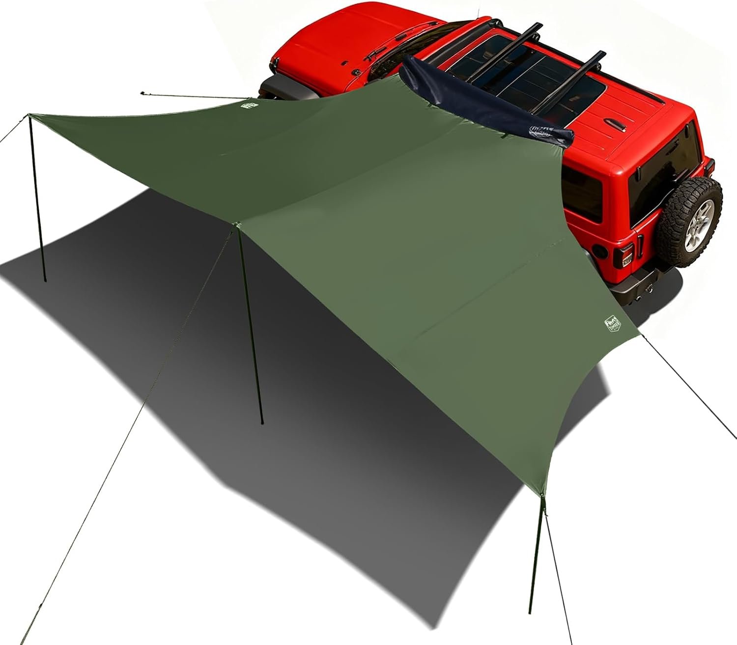 TIMBER RIDGE 19×9.8ft Retractable Vehicle Awning with Blackout Coating Roof Rack Pull-Out Sun Shade Overland Camping, Waterproof Sun Shelter for Car/Truck/Jeep/SUV/Van Green