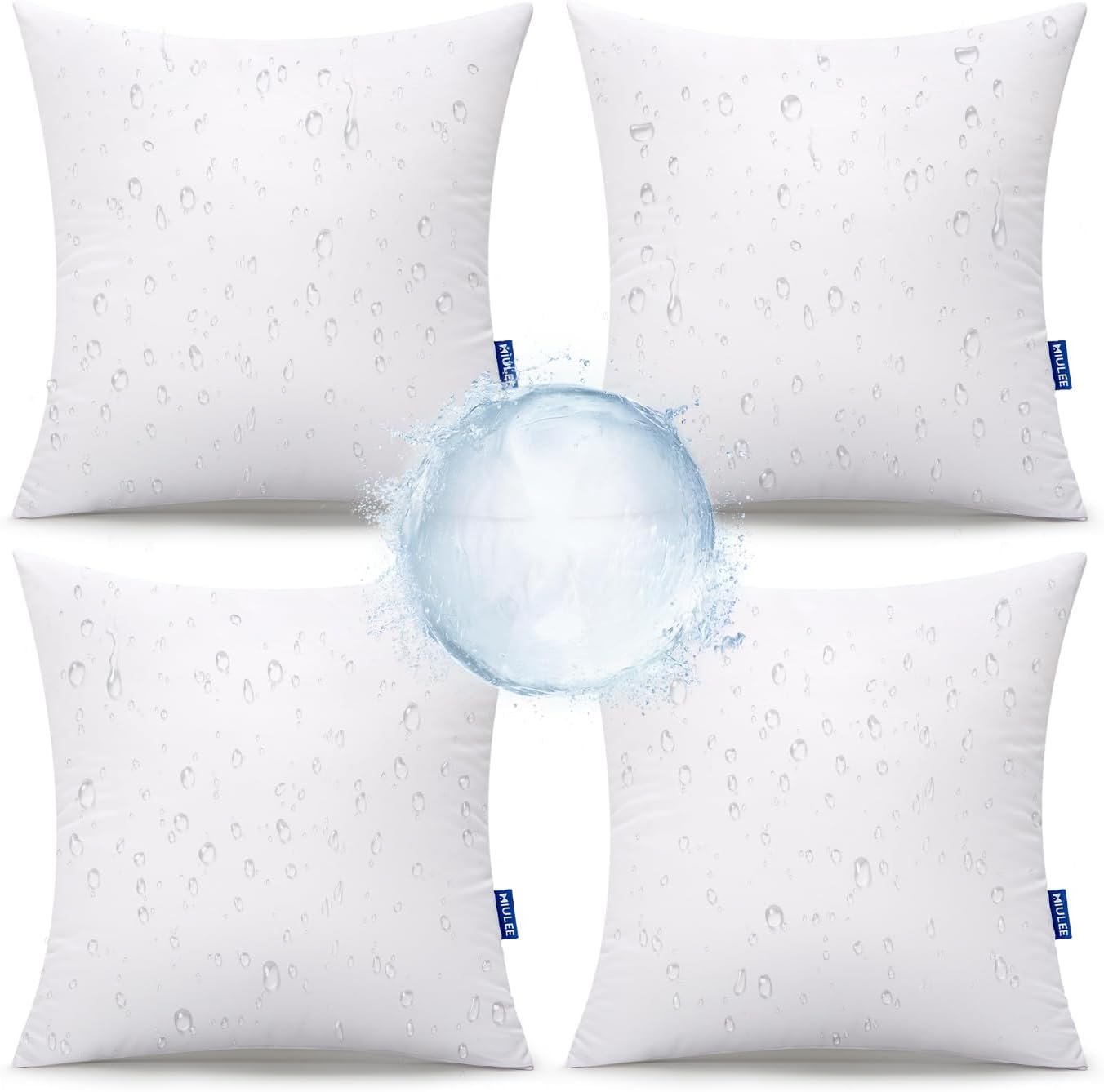 MIULEE 18×18 Outdoor Pillows,Set 4 Waterproof Soft Support Throw Pillows | Soft Support, Decorative Throw Inserts, Water Resistant for Patio Furniture and Garden