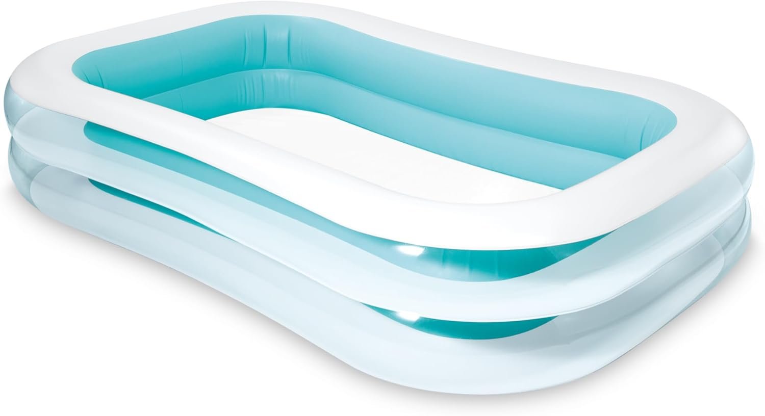 Intex 56483EP Inflatable 8.5′ x 5.75′ Swim Center Family Pool for 2-3 Kids, Backyard Splash Pool for Children 6+ Years Old, 198-Gallons, Blue & White