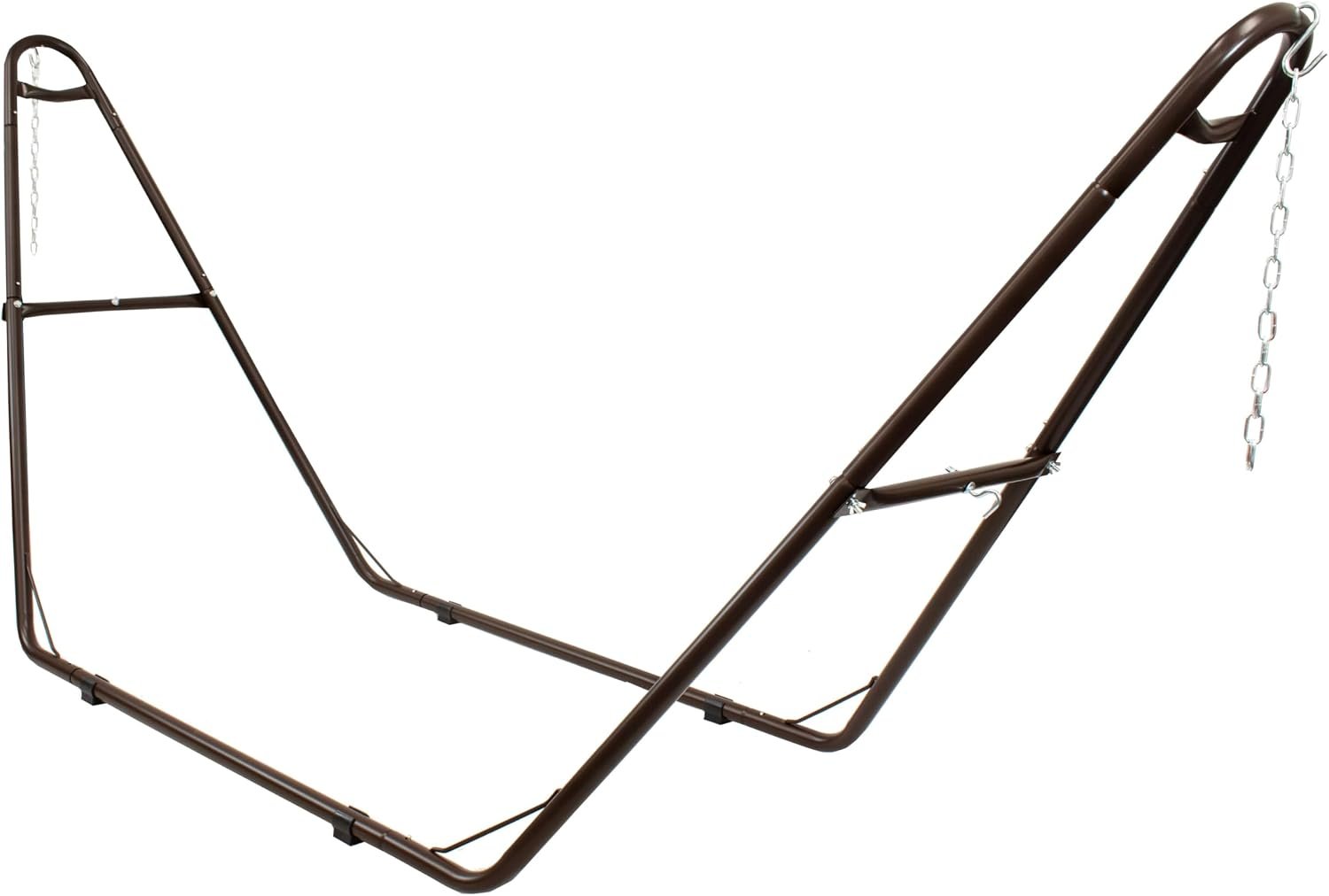 Sunnydaze Heavy-Duty Hammock Stand for Outside, 550 lb Capacity, Bronze | Rust-Resistant Steel Metal Double Hammock Frame, Fits 9-14 ft Hammocks, Tool-Free Setup, Chains & Hooks Included, 2 Person