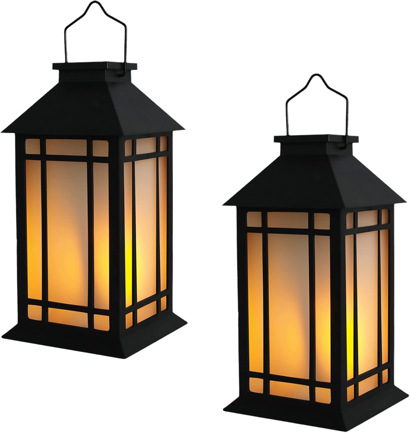 Bdor 13-Inch IP65 Waterproof Battery-Powered Outdoor Lantern with Led Flameless Candle and 6-Hour Timer – Decorative Lantern for Patio & Garden(2 Pack)