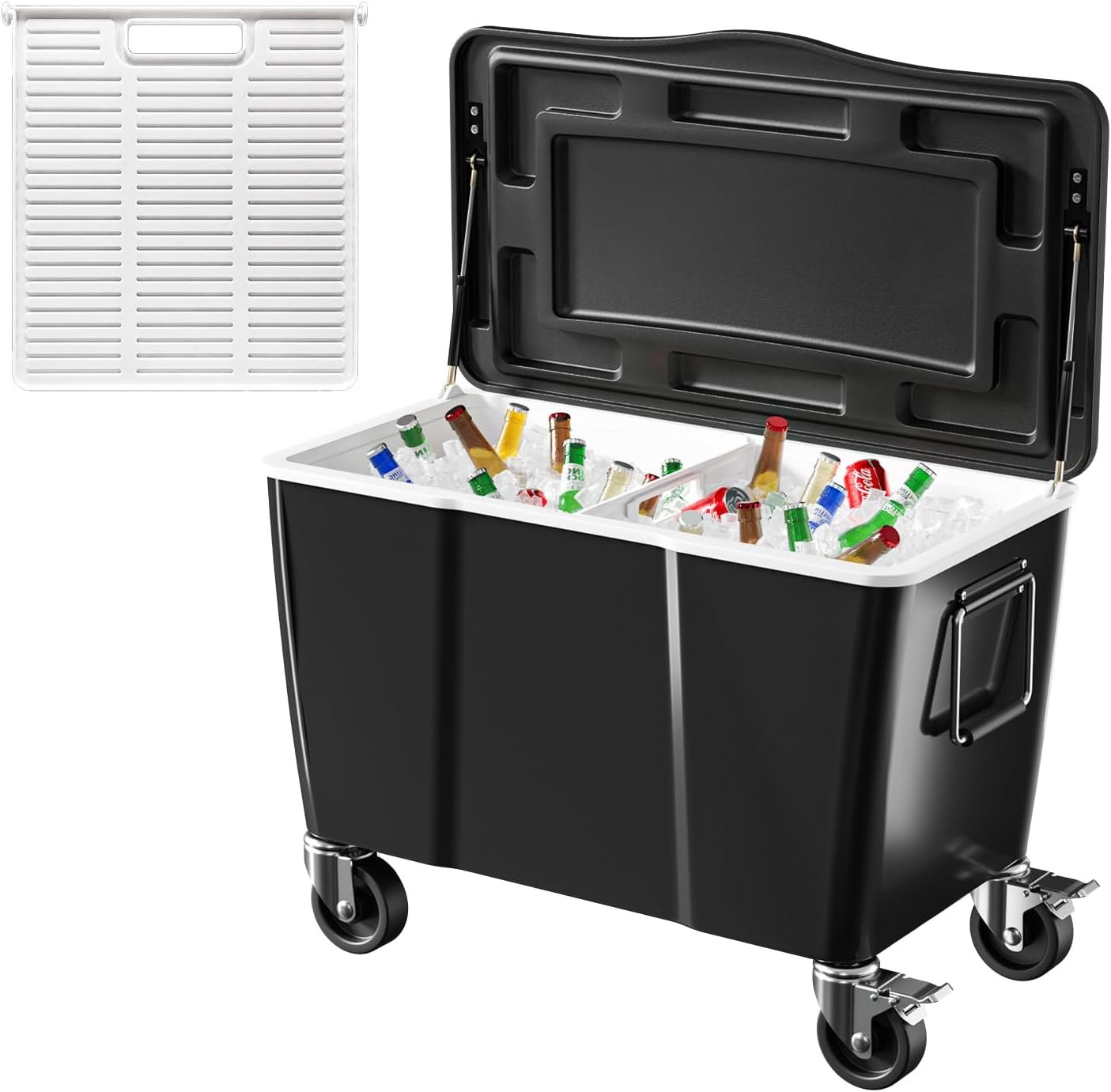 VINGLI 100qt Patio Cooler, Ice Chest with Divider, Outdoor Cooler for Party, Deck, Pool