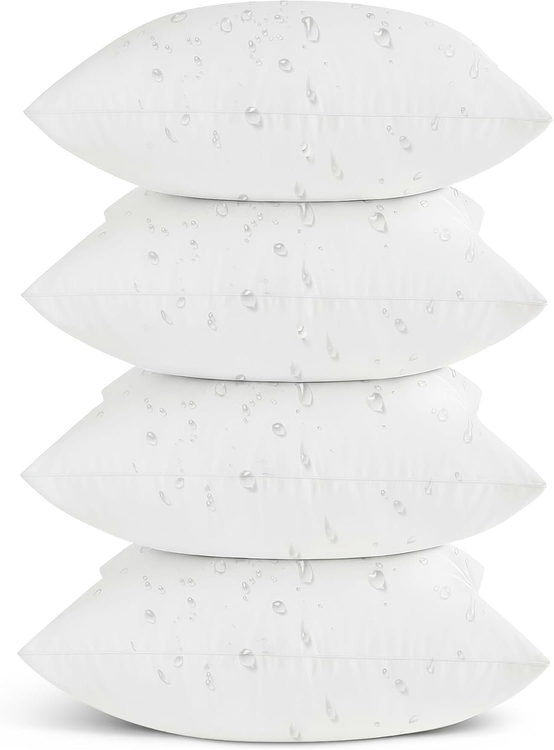 Oubonun 18×18 Outdoor Pillow Inserts (Pack of 4) – Square Waterproof Throw Pillow – Decorative Throw Pillows Insert for Couch Sofa Bed Patio Furniture – White Pillows