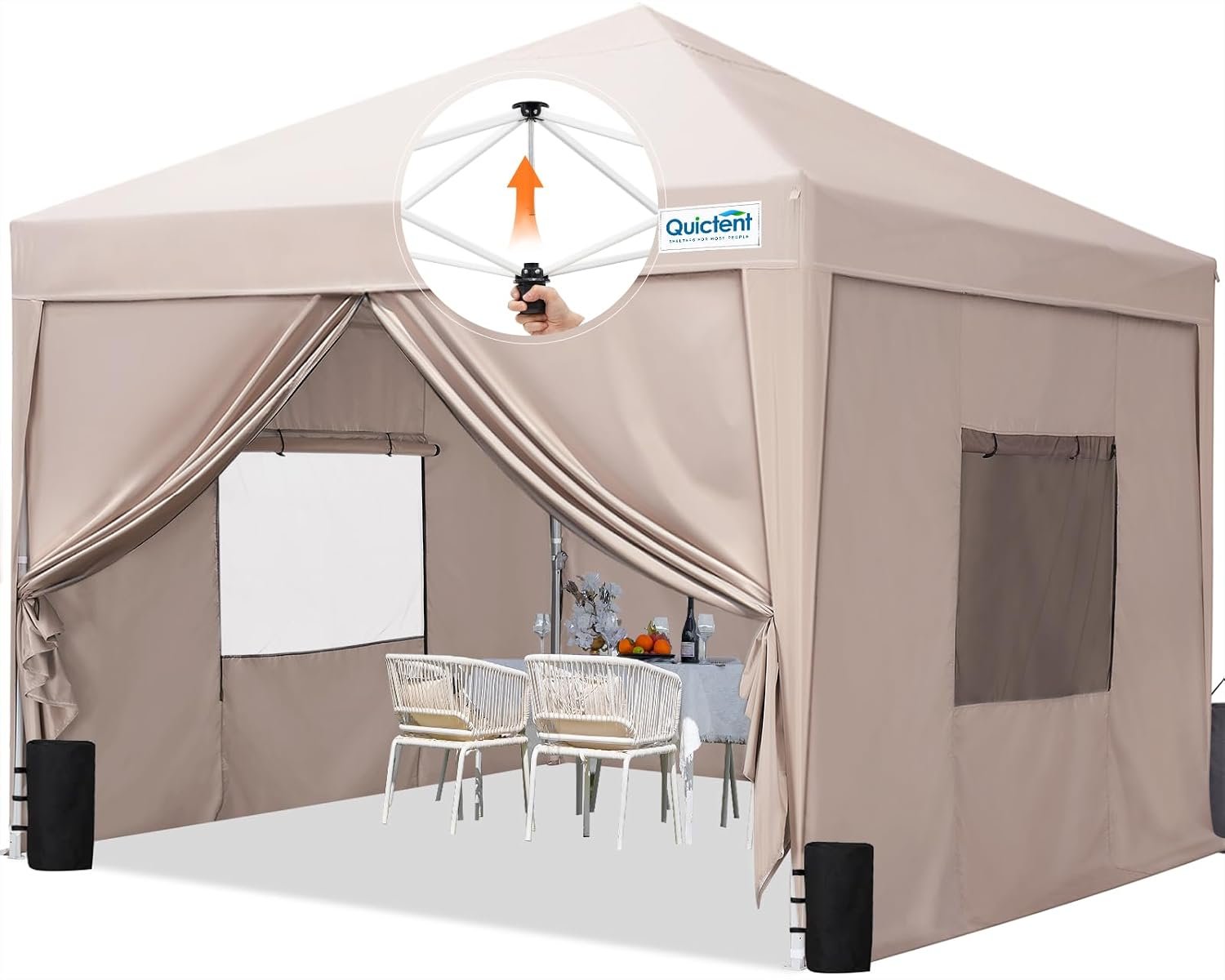 Quictent Privacy 10×10 Pop Up Canopy with Sidewalls & Mesh Windows | One-person Easy Setup, Roll-up Ventilated Mesh Windows, Waterproof Enclosed Canopy, Includes Roller Bag