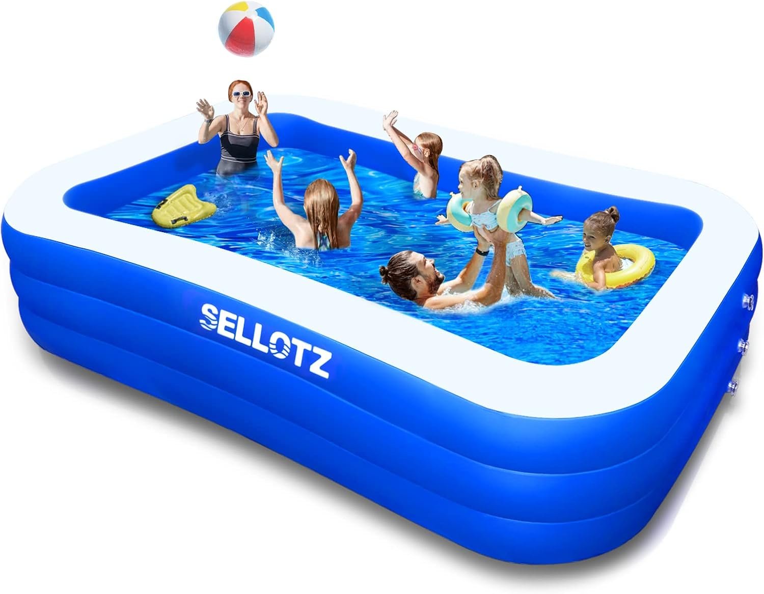 SELLOTZ Inflatable Pool for Kids and Adults, 120″ X 72″ X 22″ Oversized Thickened Family Swimming Pool for Toddlers, Outdoor, Garden, Backyard, Summer Water Party