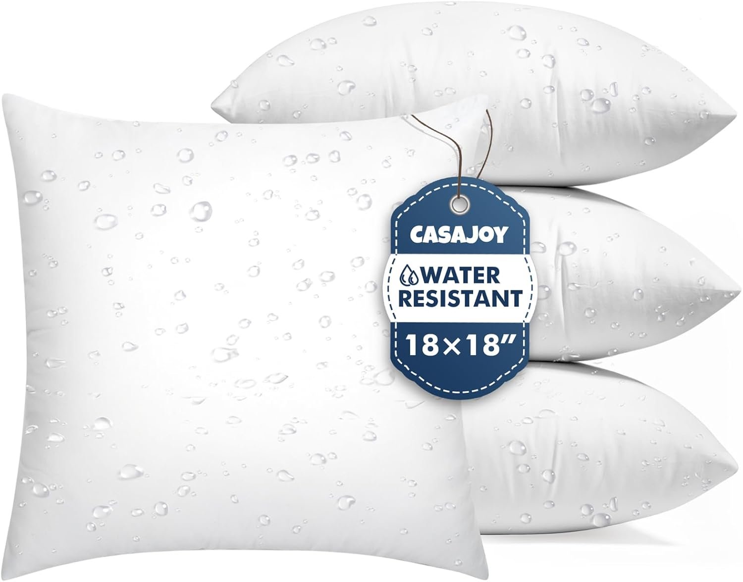 Pack of 4 18×18 Outdoor Pillow Inserts, Water Resistant Throw Pillow Inserts, Cushion Inner Pads for Patio, Furniture, Sofa, Bed, Living Room, Garden Decorative Waterproof Pillow Inserts