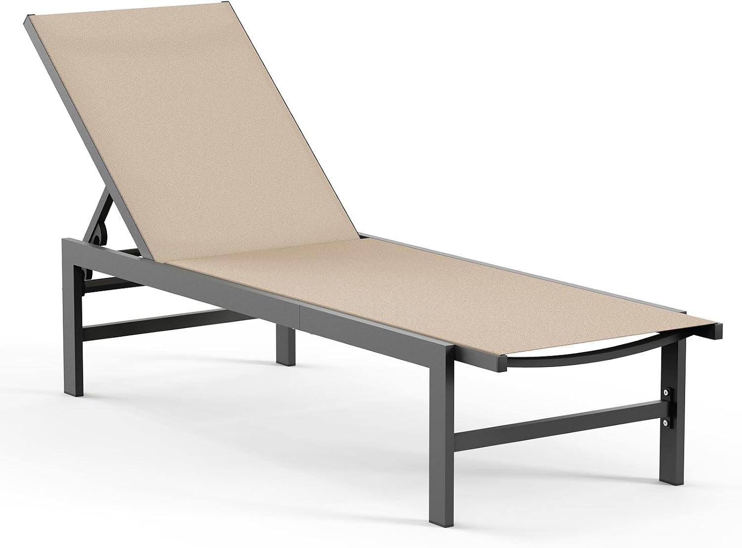 Vexwalx Lounge Chair Outdoor, Aluminum Pool Lounge Chairs with 5-Position Recliner, Patio Chaise Lounge Outdoor for Backyard, Poolside, Deck (Khaki)