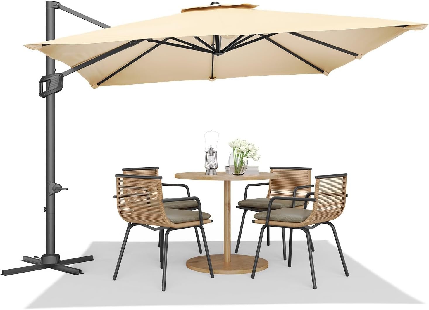 Garvee Cantilever Patio Umbrella 10×10 ft Large Rectangle Umbrella Outdoor Market Umbrellas 360 Rotation Offset Hanging Outdoor Shade for Patio