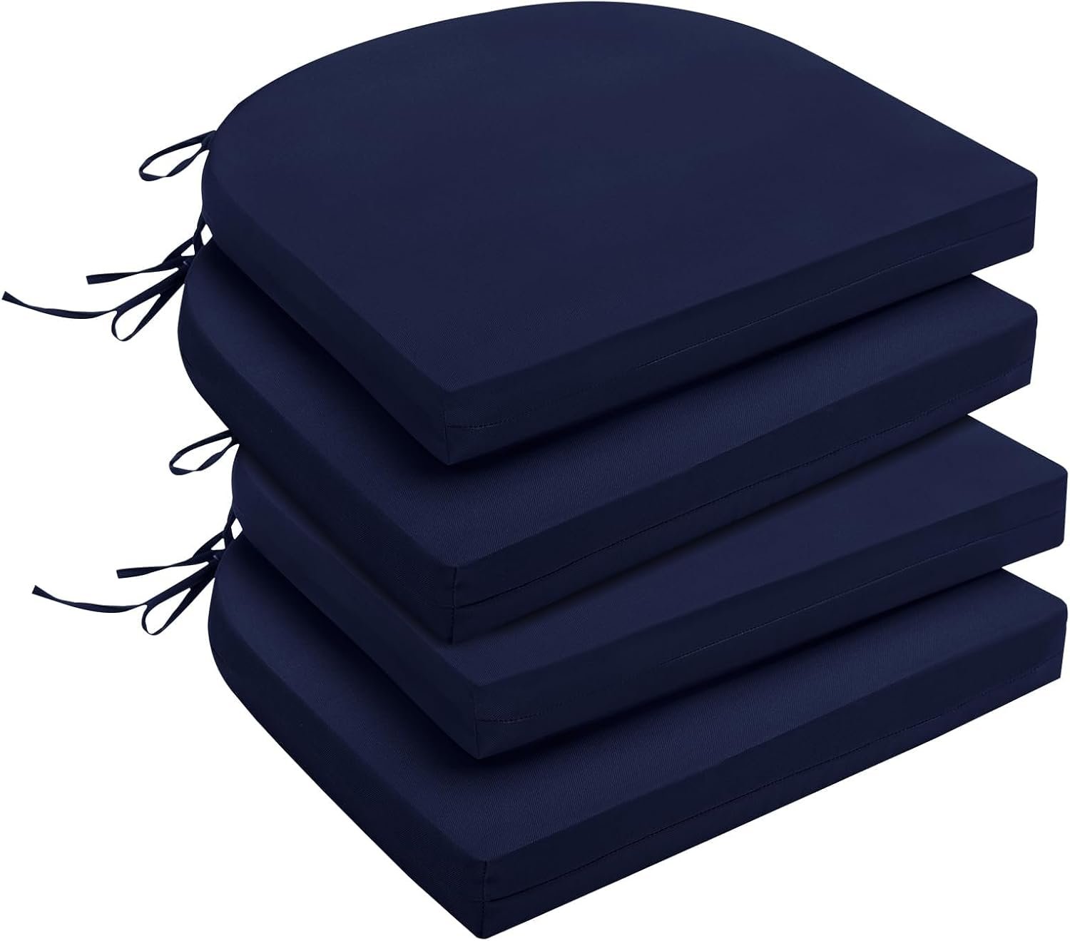 downluxe Outdoor Chair Cushions Set of 4 for Patio Furniture, Water-Resistant Patio Chair Cushions with Ties, High Density Foam Outdoor Seat Cushion, 17″ X 16″ X 2″, Navy