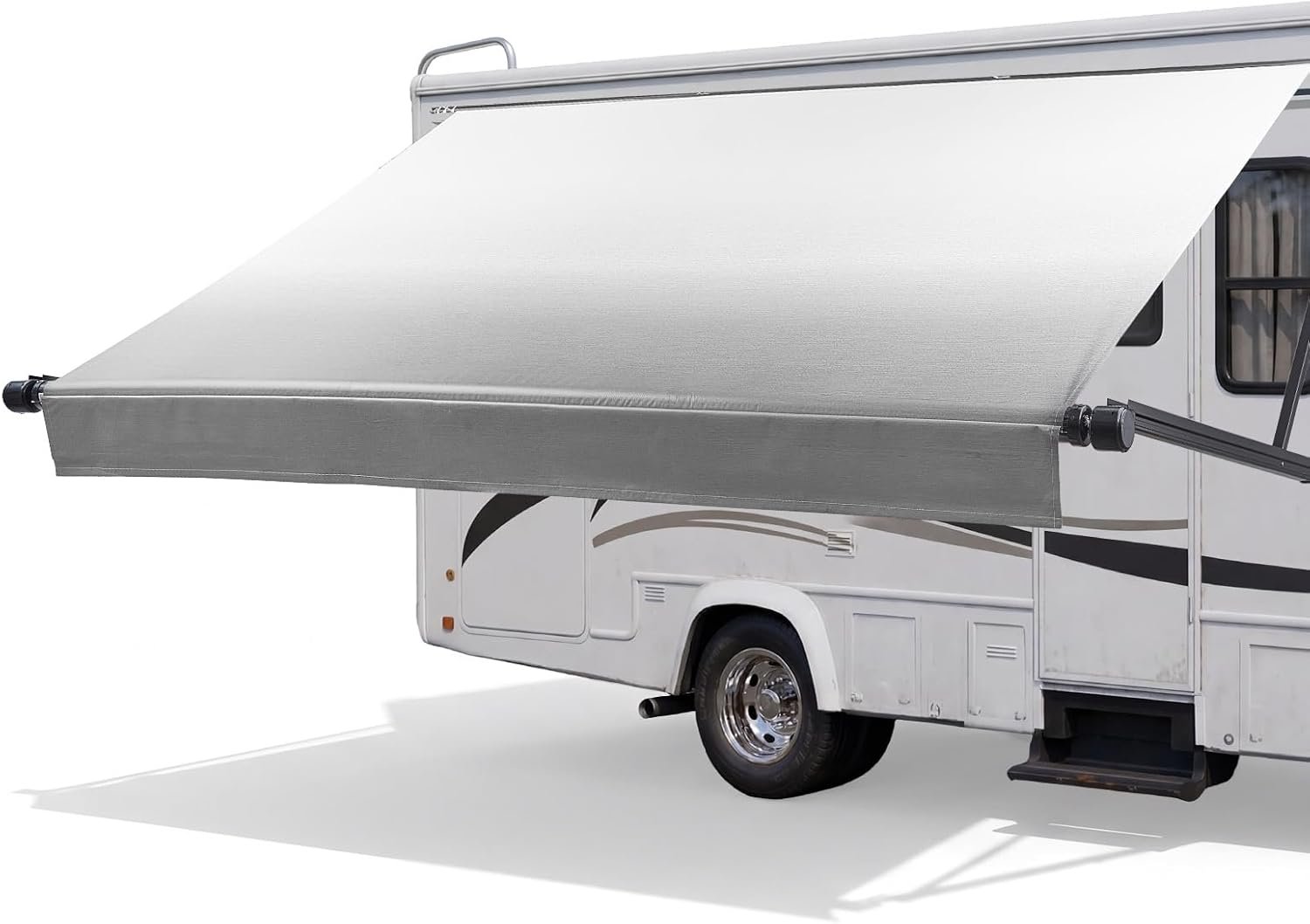 VEVOR Motorized RV Awning Complete Kit, 17.06FT Electric Retractable RV Awning with Aluminum Alloy Frame & Waterproof Fabric, Outdoor Camping Trailer Awnings Fit Most RVs (17FT Type, Gradient Gray)