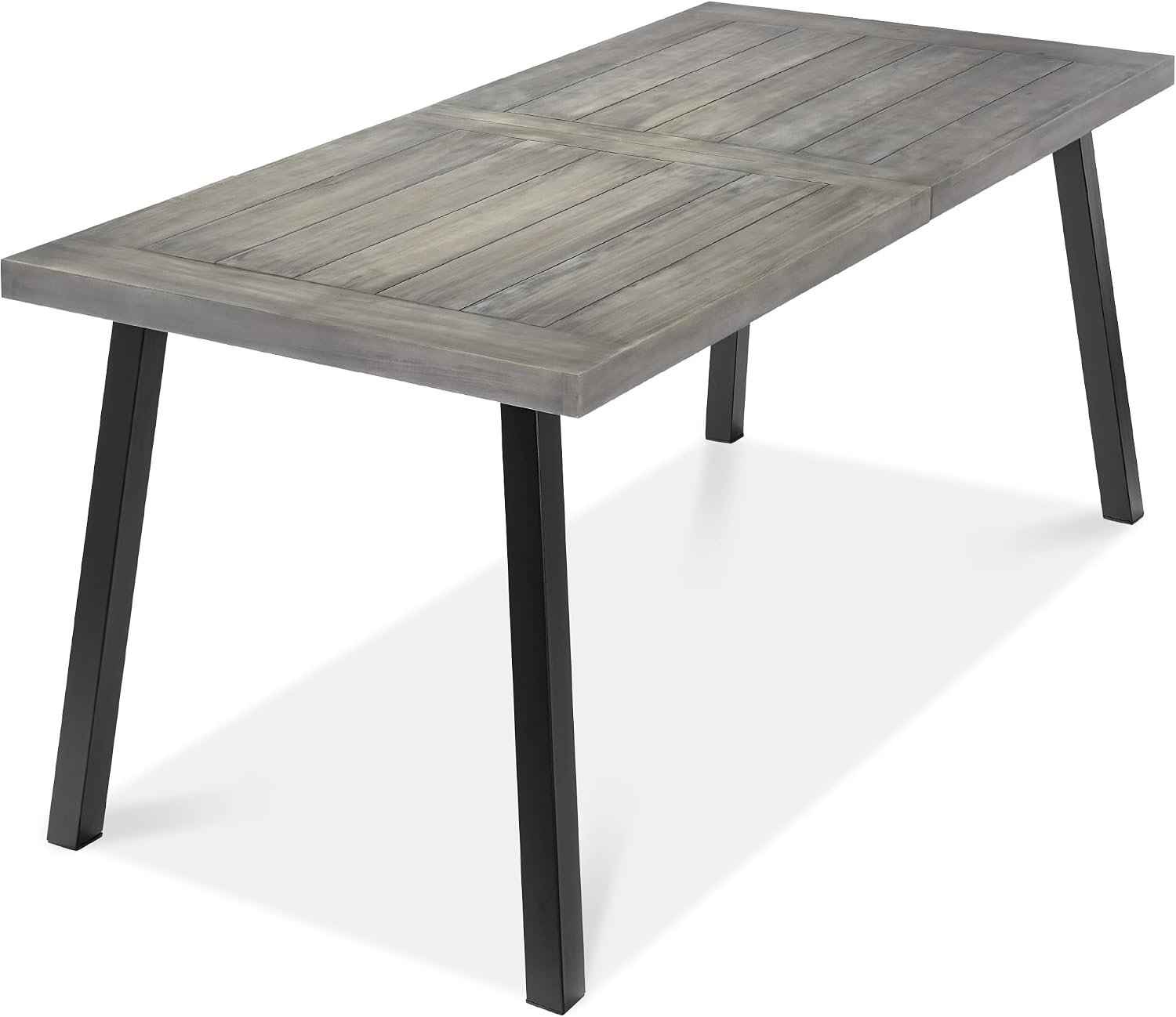 Best Choice Products 6-Person Indoor Outdoor Acacia Wood Dining Table, Picnic Table w/Powder-Coated Steel, 350 Pound Capacity Legs – Weathered Gray