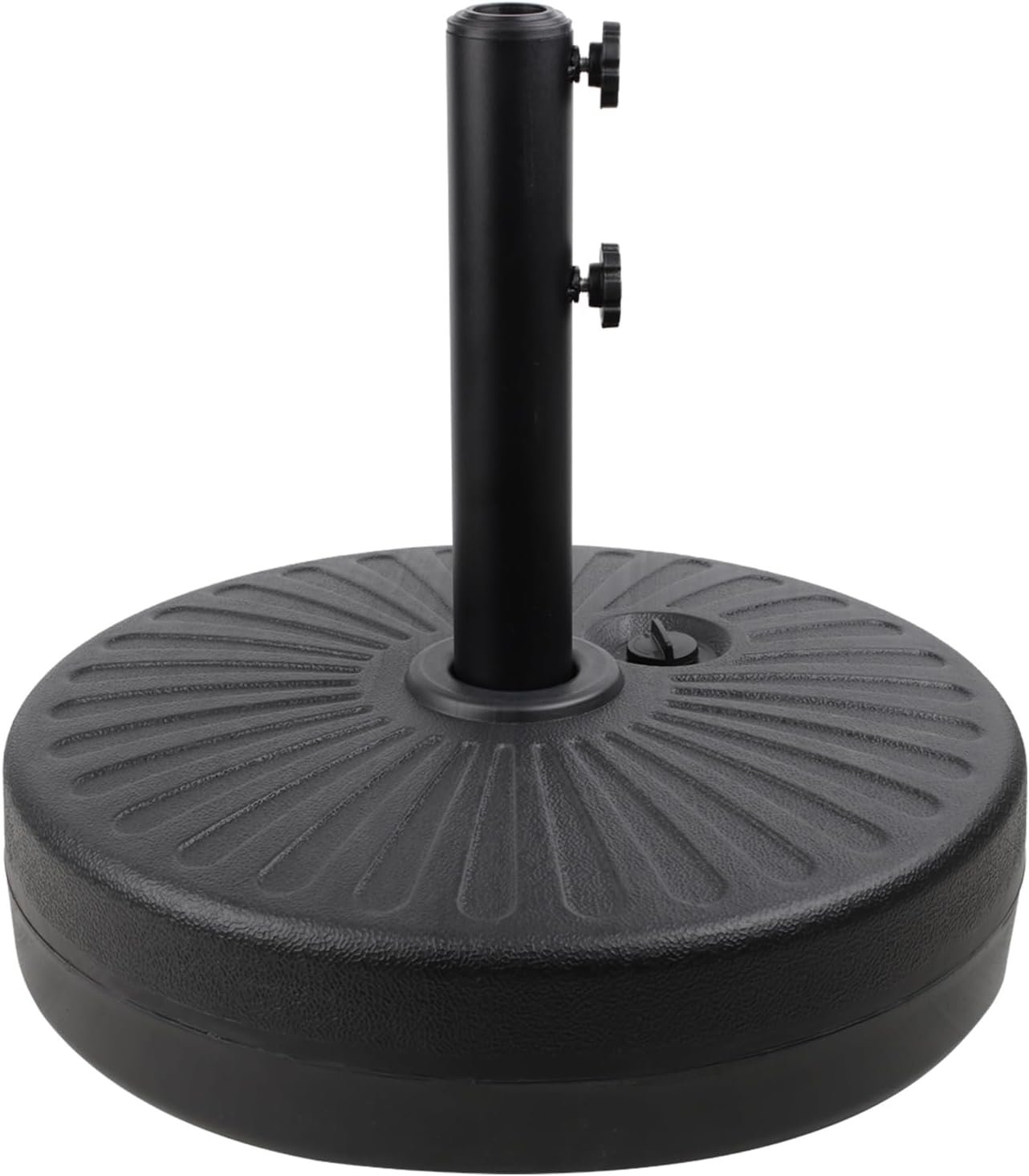 Roixeeds 50LBS Round Umbrella Base Water Filled with Steel Umbrella Holder, Heavy Duty Fillable Umbrella Base Stand for Outdoor, Patio, Lawn, Garden (Black) (Stripes)