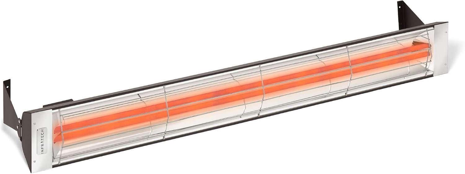 Infratech WD-6024 BL Stainless Steel Fixture Dual Element Electric Patio Heater 61.25″ Long, 6000 Watt, 240 Volts, Black Finish