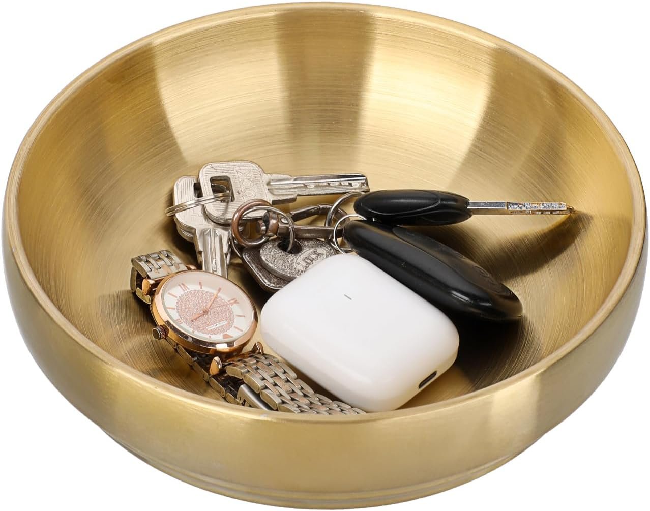 7.4 Inch Key Bowl for Entryway Table,Gold Decorative Bowl for Keys | Key Dish for Organizing Tabletop, Catch All Gold Fruit Bowls for Kitchen Counter, Coffee Table