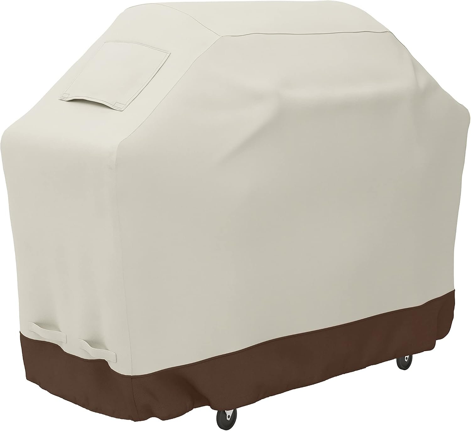 Amazon Basics Gas Grill Barbecue Cover, Weather Resistant, Anti-UV Protection with Secure Straps, Waterproof, 60 inch, Medium for Outdoor Grills, Beige