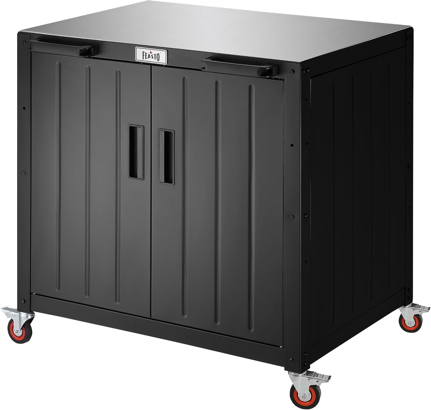 Feasto Modular Outdoor Kitchen Island with Storage and Stainless Steel Top | Stainless Steel Top for BBQ Food Prep, Storage Cabinet for Supplies, Modular Design for Outdoor Kitchen