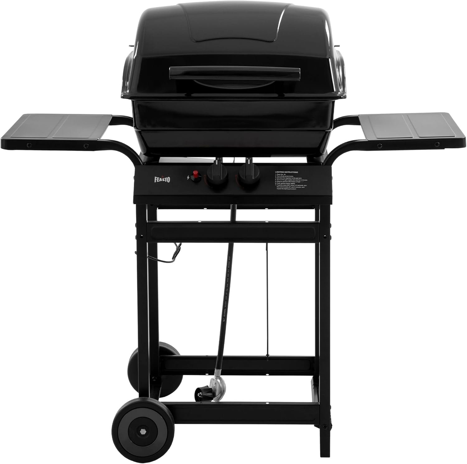 Feasto 2 Burner Propane Gas Grill for Outdoor Cooking and BBQ, Black | 26,500 BTUs, 416 Sq.In. Grilling Area, All-Porcelain-Enamel Design, Warming Rack, for Patio, Backyard, Poolside Gatherings