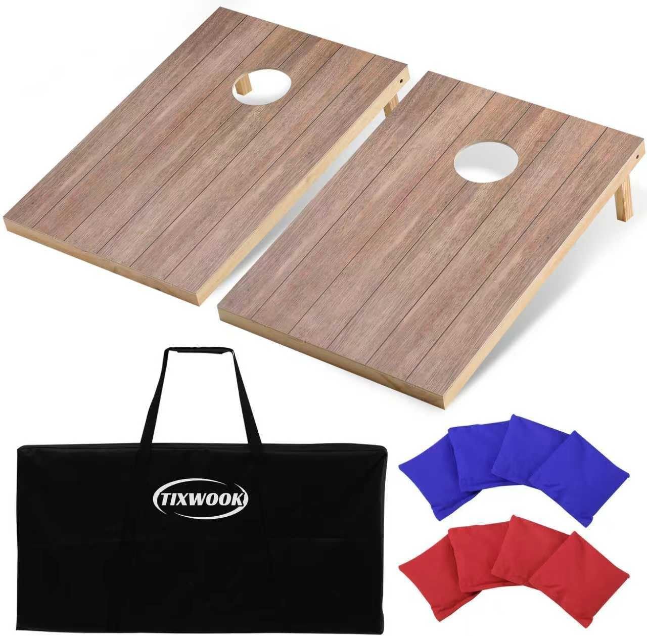Solid Wood Cornhole Board Set, 4x2ft Regulation Cornhole Game Set with 8 Bean Bags and 2 Cornhole Boards, Premium Corn Hole Game for Adults and Family