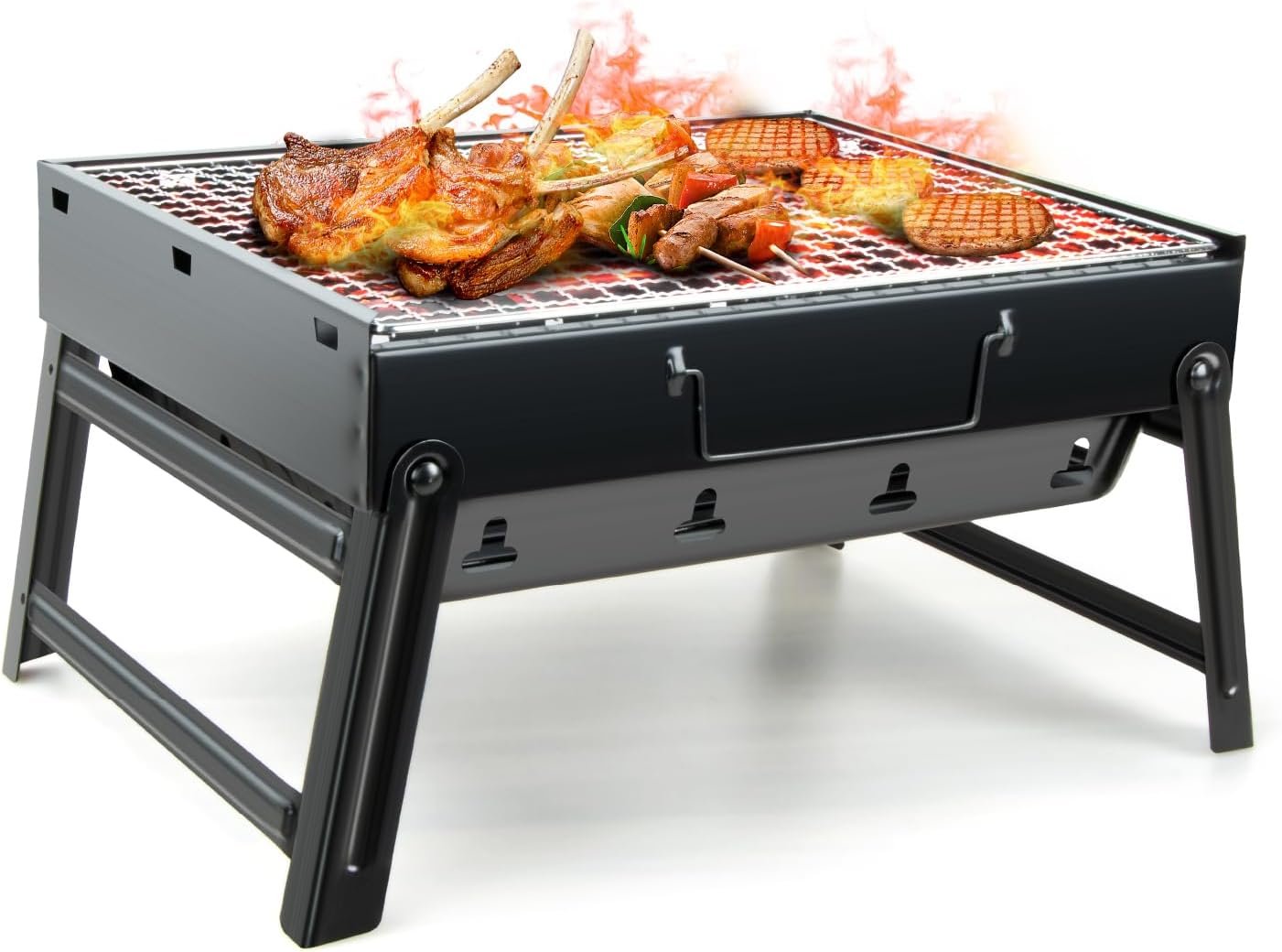 Kizmyee BBQ Barbecue Grill, Portable Folding Charcoal Barbecue Grill | Outdoor Stainless Steel BBQ Grill for Picnic Garden Terrace Camping Travel