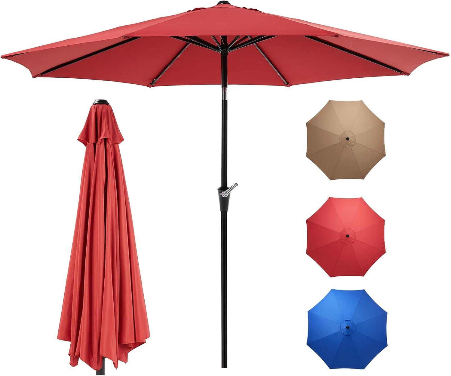 OLIXIS 9ft Patio Table Umbrella, Outdoor Patio Umbrella with Tilt for Pool | 9 Feet Patio Umbrella with Crank Button 8 Sturdy Ribs, Waterproof Sun Shade Umbrella for Market Beach Terrace Restaurant