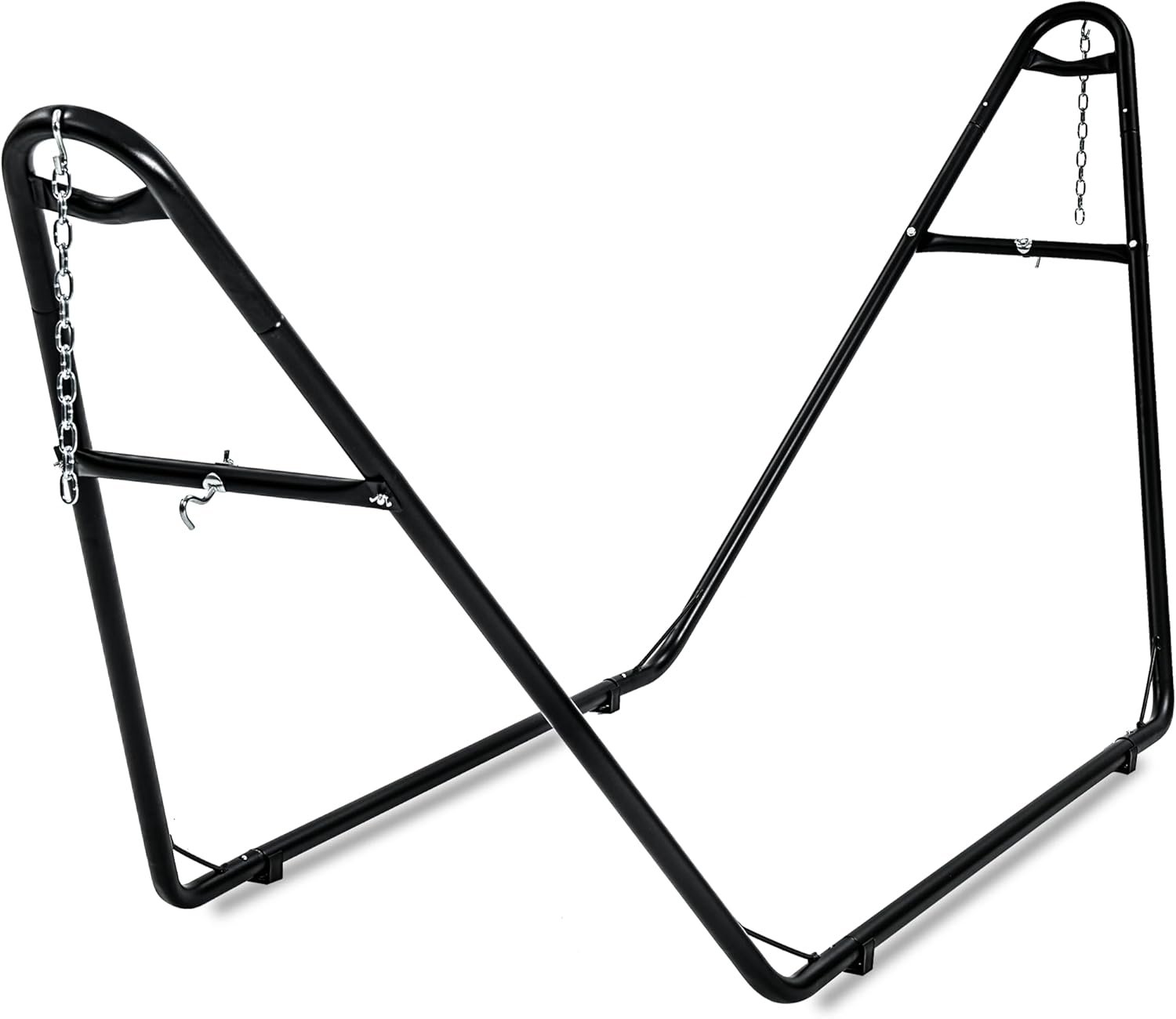 gafete Universal 2 Person Hammock Stand Only, 600 lbs Capacity, Fits 9 to 14ft Hammocks, Adjustable Double Heavy Duty Powder-Coated Steel Stand for Outside, Multi-Use (Black)