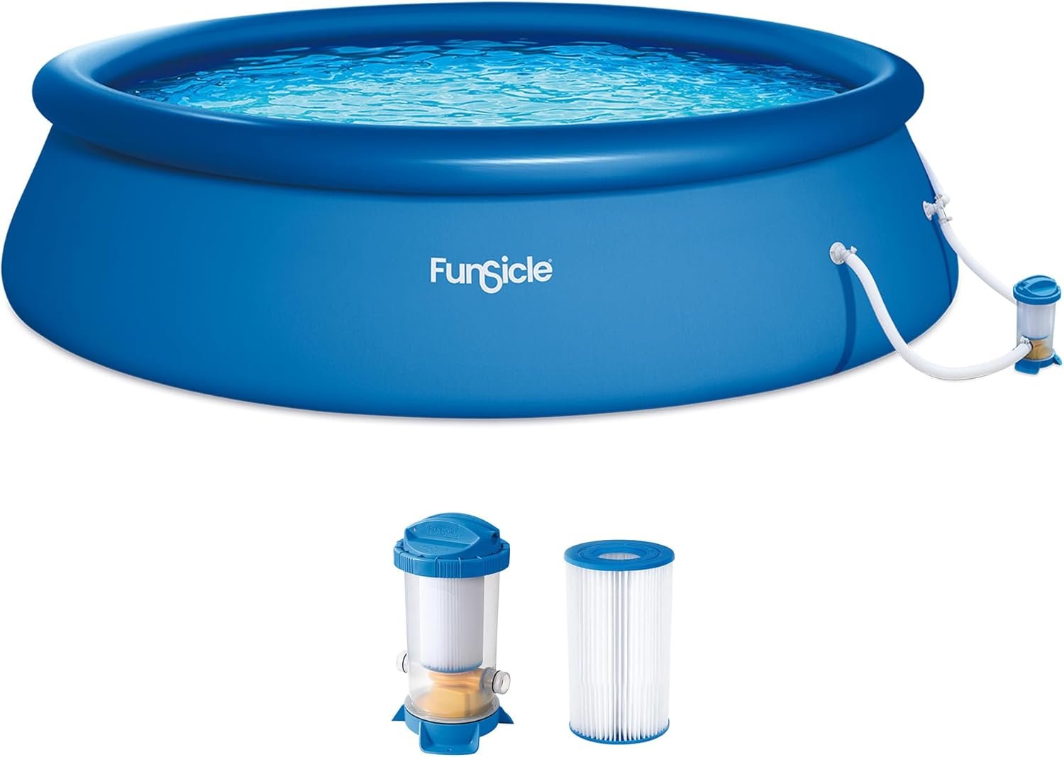 Funsicle Quickset 18′ x 48″ Round Above Ground Swimming Pool, with FiltraBoost 1200 GPH Filter Pump, Ladder, Type C Filter Cartridge & Repair Patch