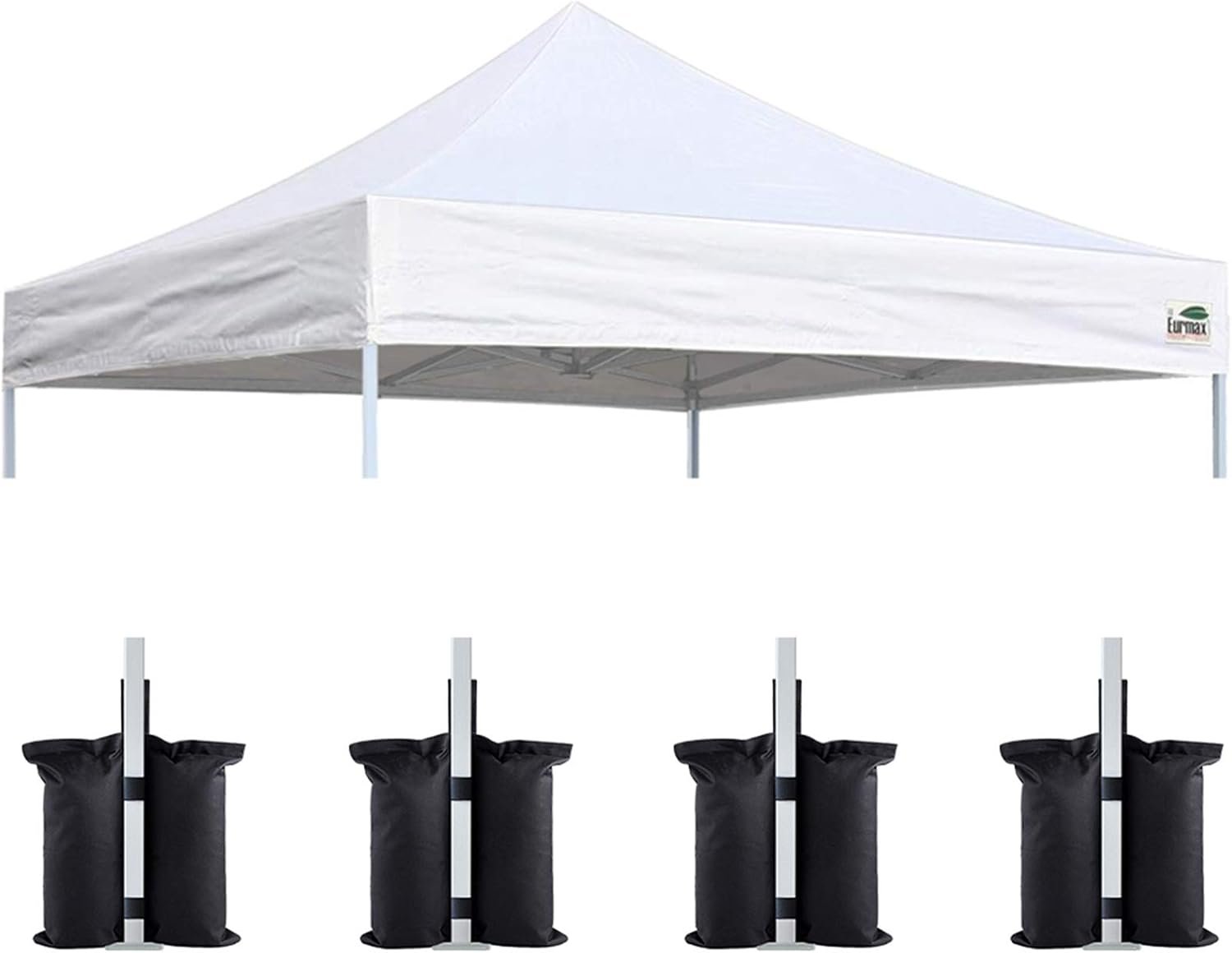 Eurmax USA 10×10 Pop Up Canopy Replacement Top,Universal Instant Canopy Cover ONLY,Heavy Duty UPF 50+ UV Protection,Water & Wind Resistant Tarp,30+ Colors Available,Bonus 4 Sand Bags (White)