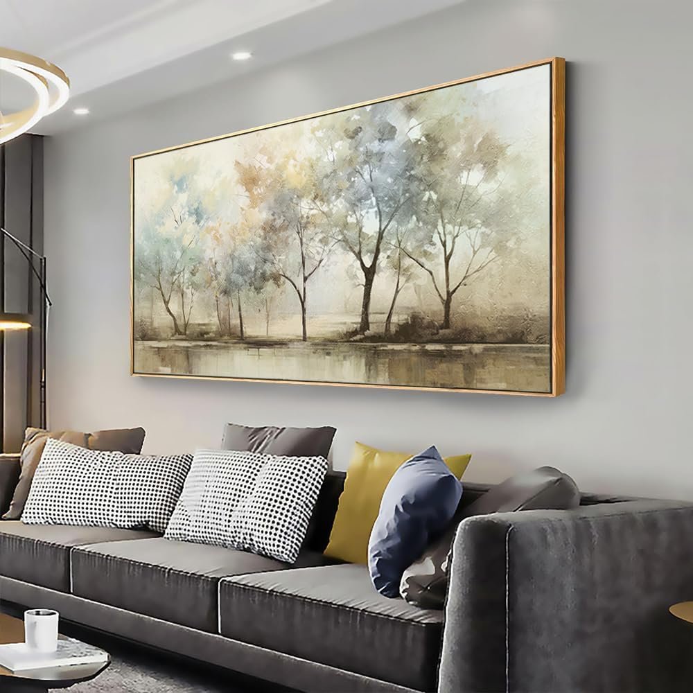 VHMING Abstract Wall Art Artwork Retro Trees Pictures Decor Canvas Painting Framed Ready to Hang Living Room Bedroom and Office Wall Decor 20×40 Inch