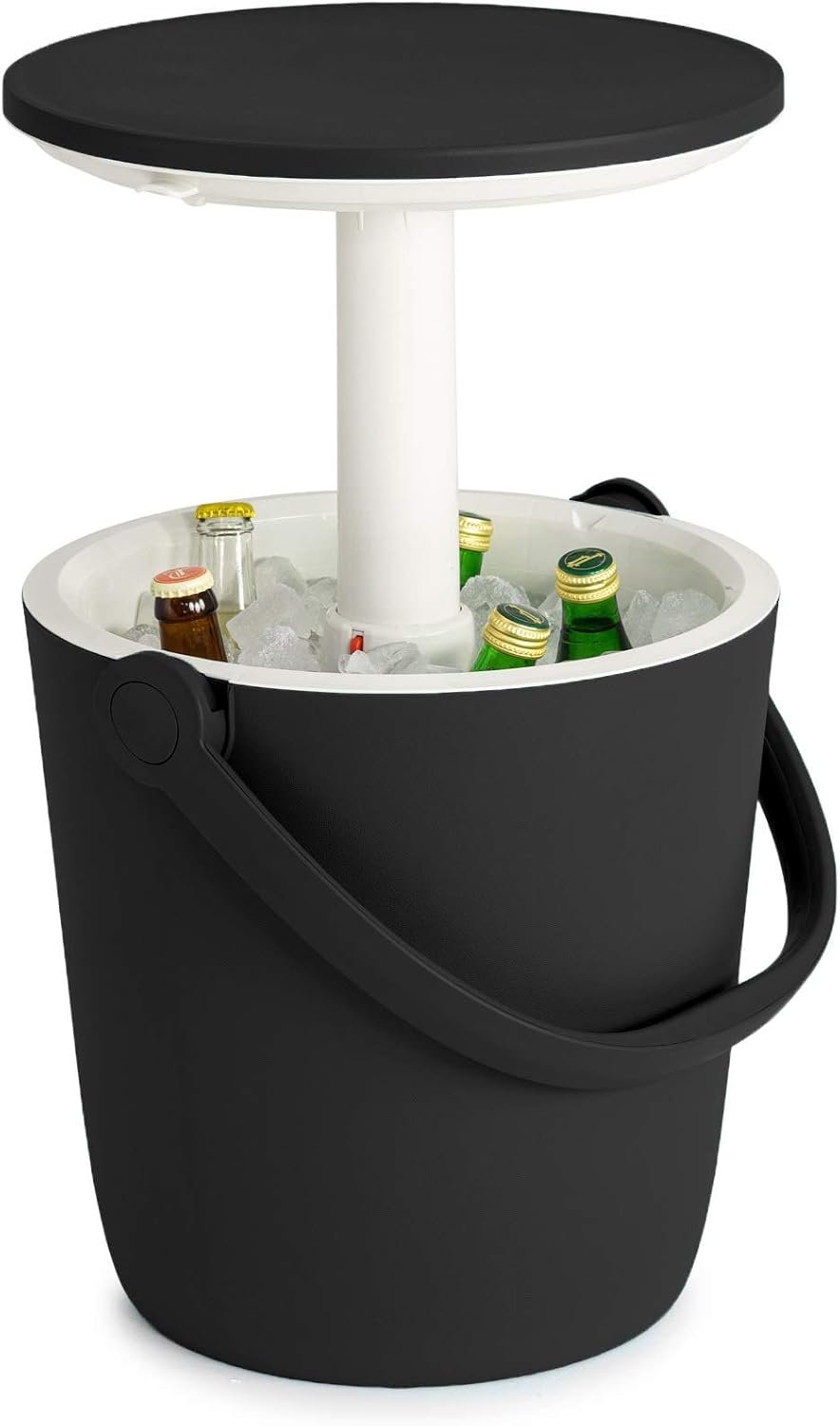 Keter Go Bar 4.2 Gallon Portable Beer and Wine Cooler with Handle and Pop Up Outdoor Table Perfect for Your Patio, Picnic, and Beach Accessories, Graphite