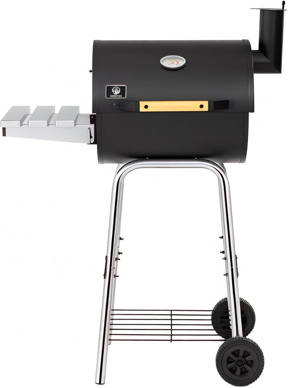 Barrel Charcoal Grills, Outdoor BBQ Smoker, Adjustable Charcoal Pan & Warming Rack, 366 Sq. In. Cooking Area with Side Table, Enameled Steel Wire, Small Grill for Patio, Backyard & Camping