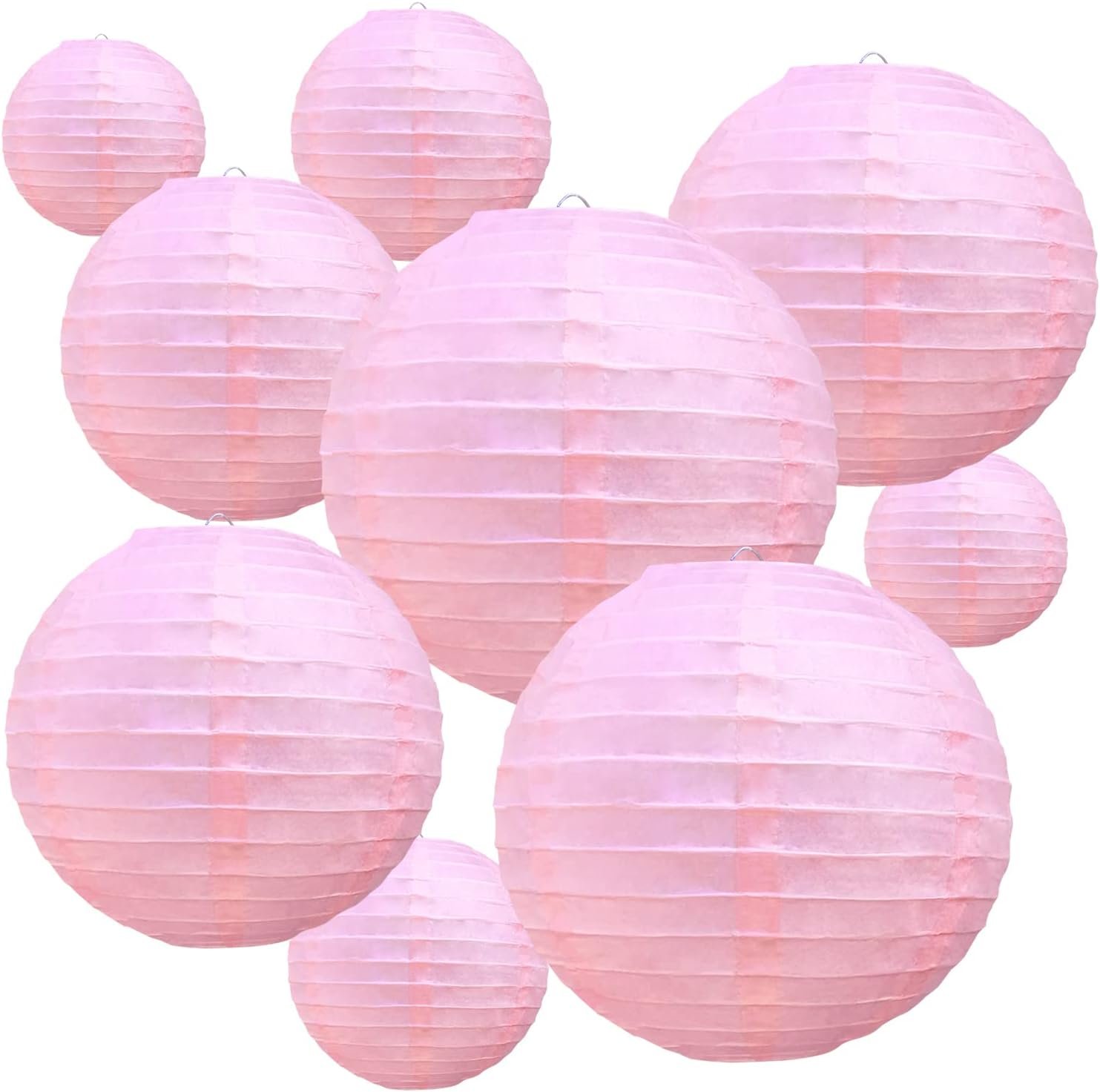 BEISHIDA Pink Paper Lanterns 10Pcs 4/6/8/10/12 Inch Round Chinese Lamp | Paper lanterns party decorations,Chinese/Japanese Paper Lanterns,Birthday,Wedding,Christmas,Bridal Home decorative outdoor