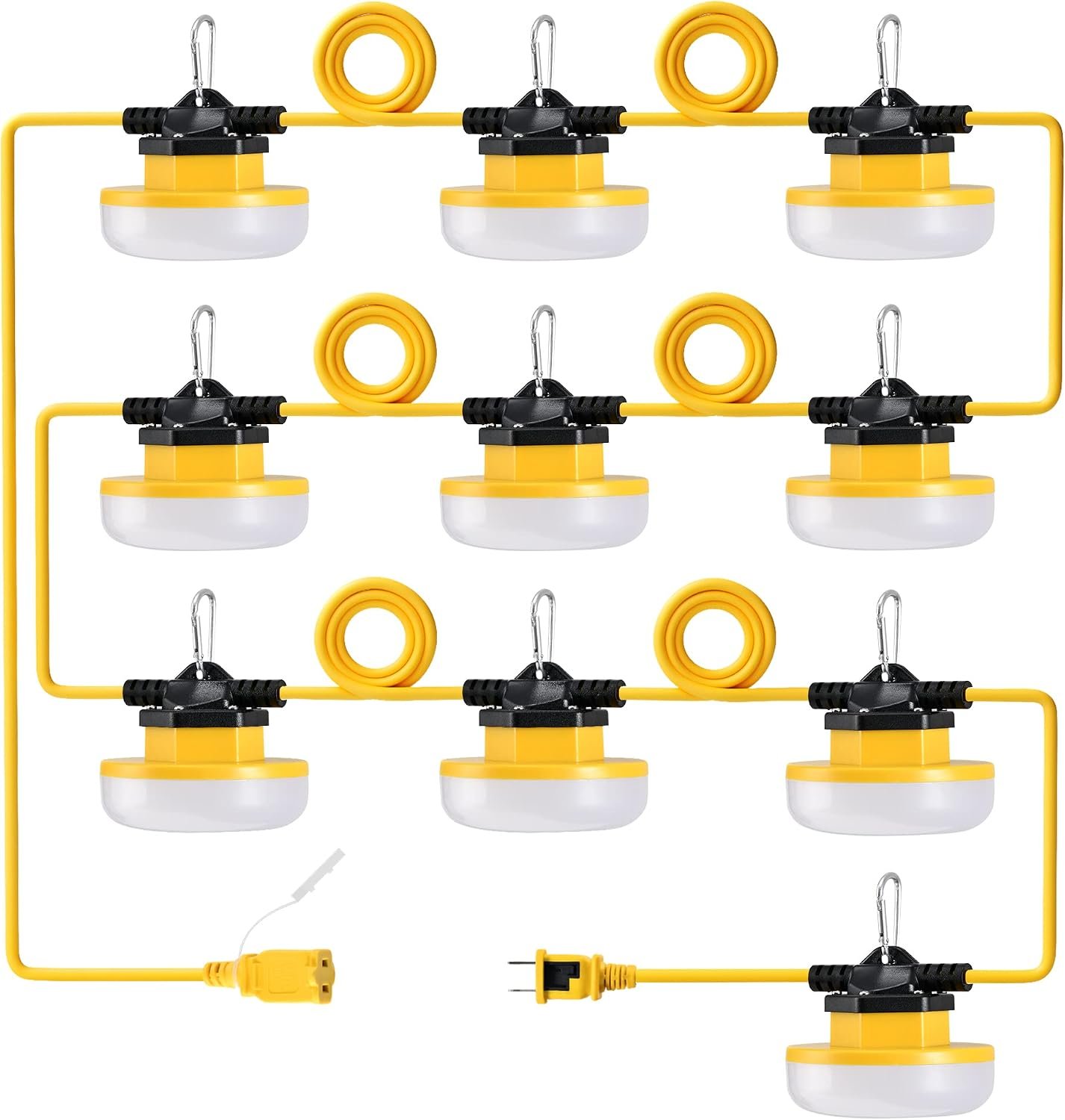 LEDIARY 100FT LED Construction String Lights, 150W 15000LM Temporary Lights | String Work Light, Linkable Jobsite Lights, Weatherproof Lighting, for Patio, Workshop Basement,Indoor&Outdoor, ETL Listed