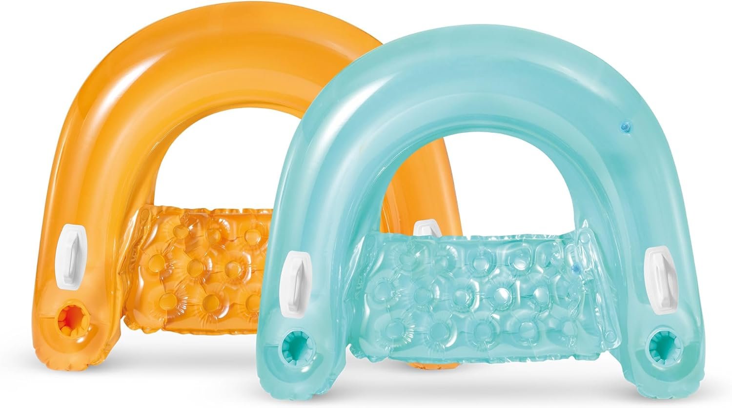INTEX 58859EP Sit ‘N Float Inflatable Lounge: Built-In Cup Holders – Heavy-Duty Handles – 220lb Weight Capacity – 58″ x 39″ – Colors May Vary