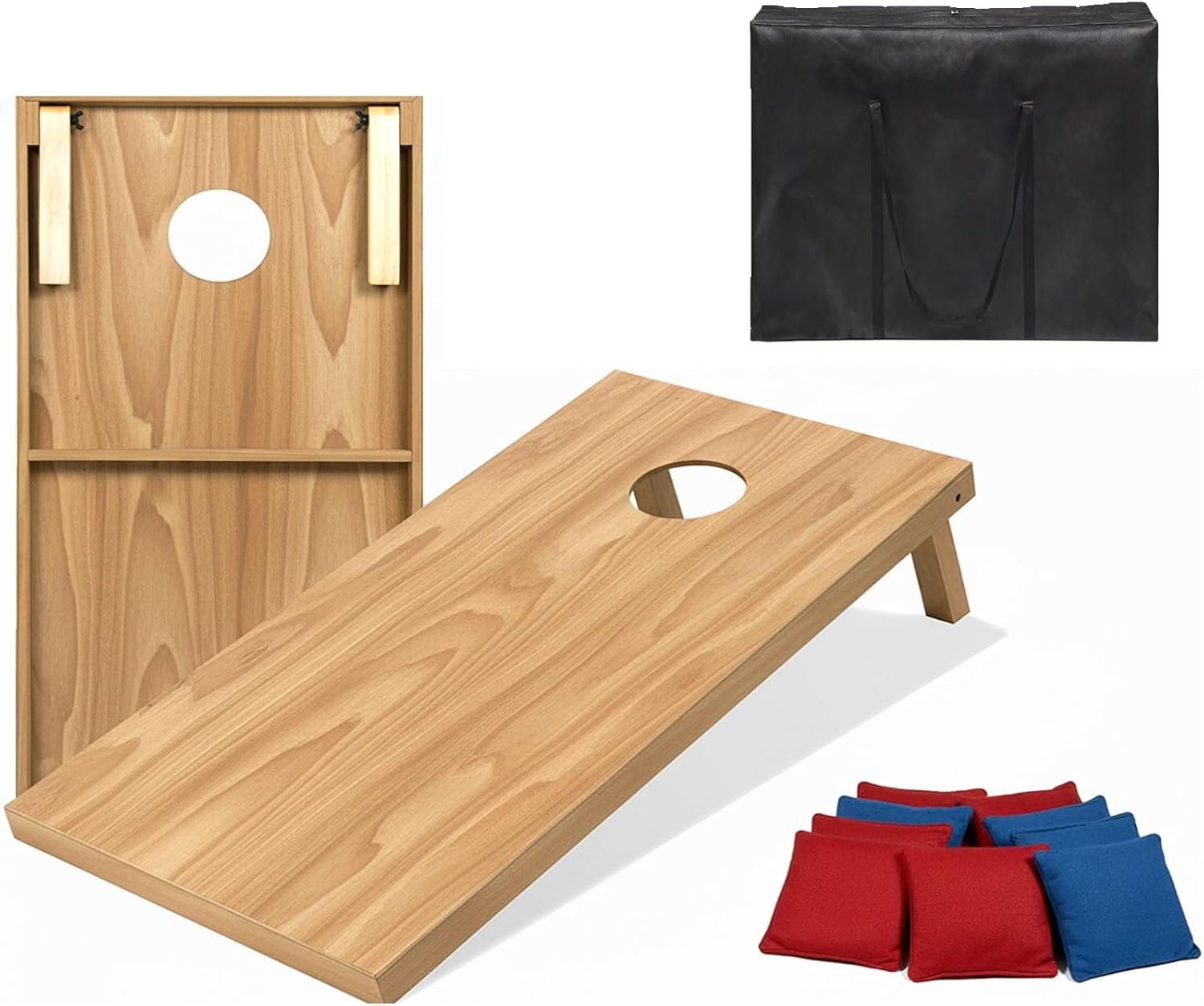 Cornhole Set, Cornhole Boards with 8 Bean Bags,Portable Game Set for Travel Home Office Recreation Tailgate