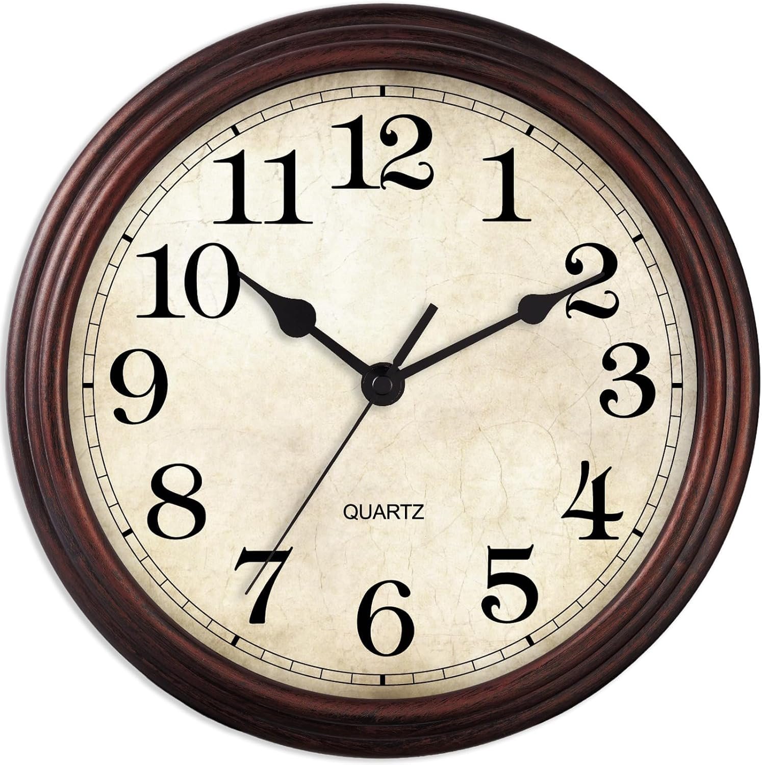 Wall Clock, 9 Inch Silent Non Ticking Classic Battery Operated Clocks, Decorative for Living Room, Bedrooms, Bathroom, Kitchen Office (Bronze)
