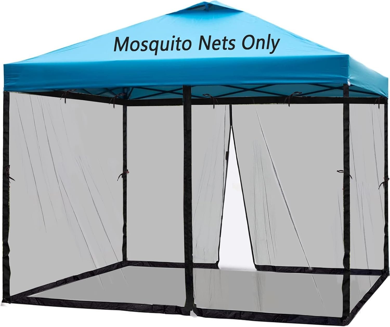 10×10 Mosquito Netting for Patio Canopy Tent/Pop Up Canopy Tent,Double Door Side Screen Easy Installation Black（Only Mosquito Net No Frame） (Embedded 10×10)