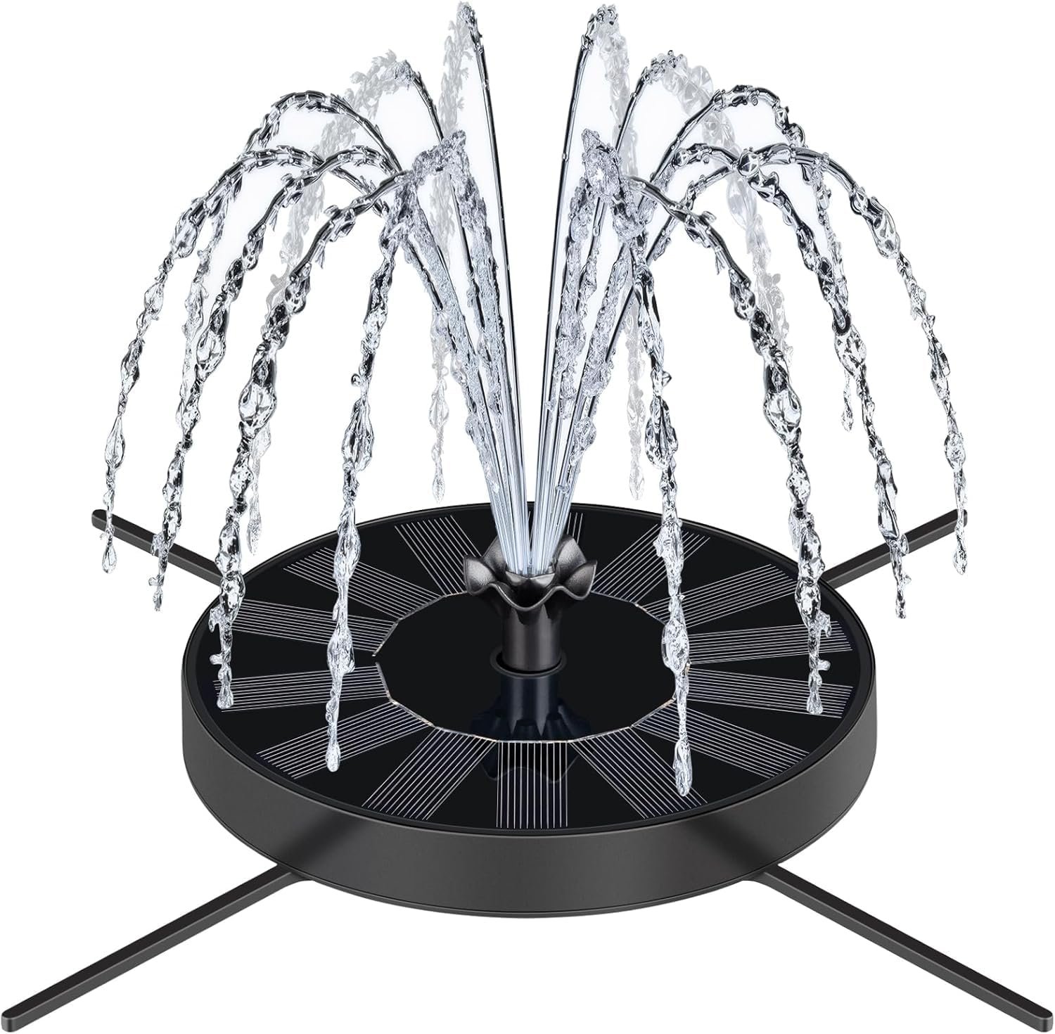 SEIRMEP Solar Fountain Pump with Spray Height Adjustment, Upgrade Glass Solar Bird Bath Fountains with 6 Nozzles, Outdoor Solar Water Fountain Pump for Bird Bath, Garden, Pool, Pond