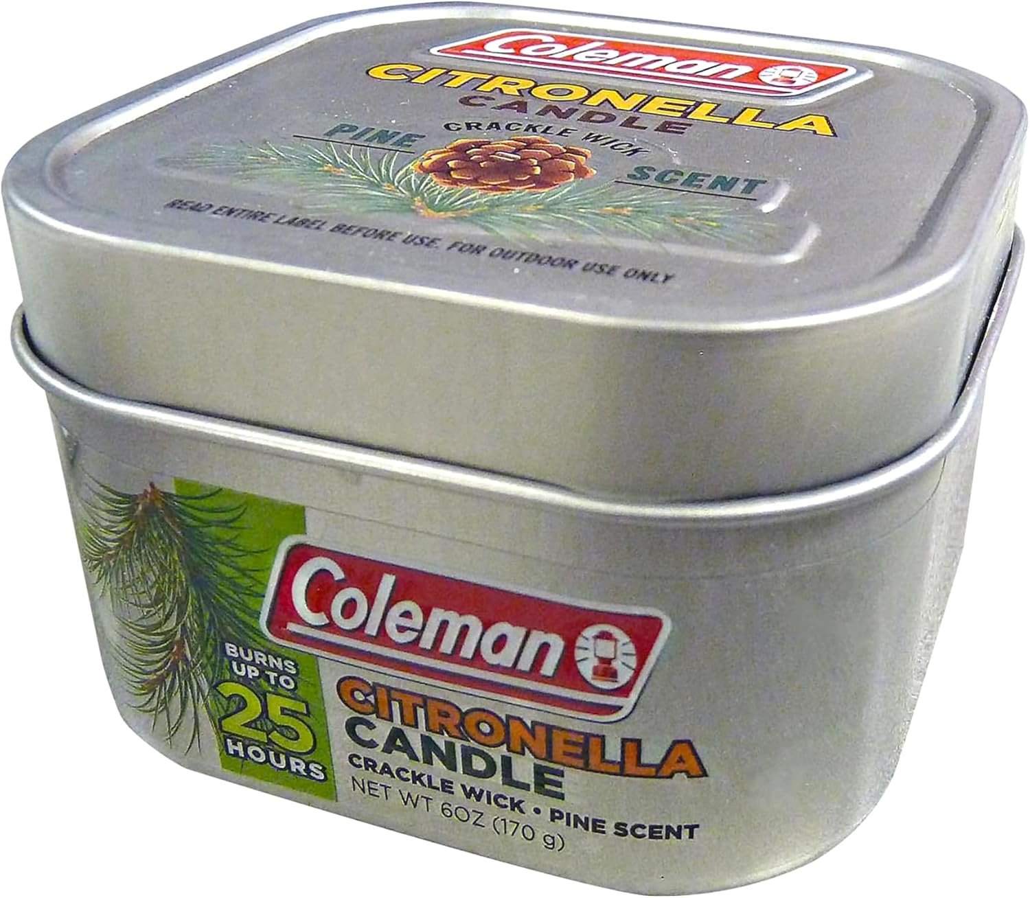 Coleman Pine Scent Citronella Candle with Wooden Crackle Wick – 6 oz