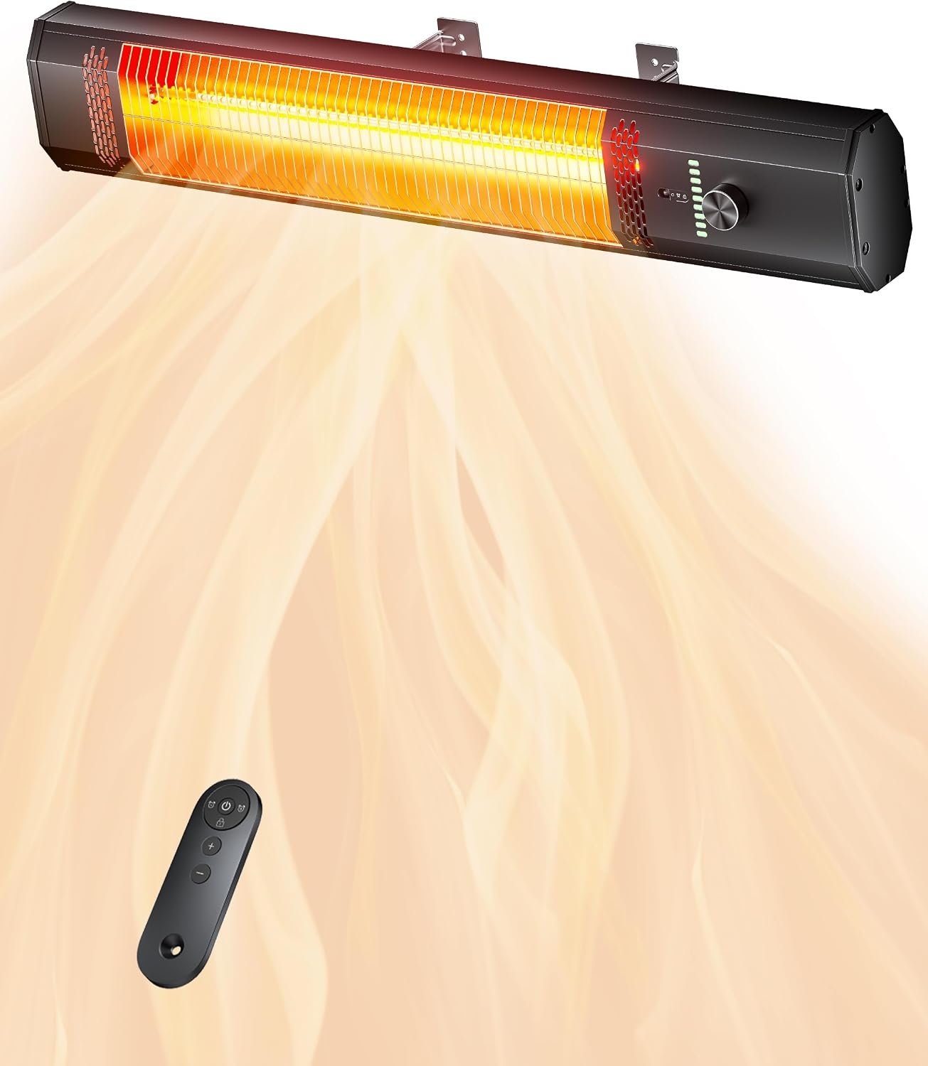 Patio Heater for Outdoor Use, 34″ Electric Overhead Heaters, 1500W, Wall Mount Infrared Heater, 9 Levels Heating with Remote, 9H Timers, IPX5 Waterproof, Garage, Restaurant Backyard, Black