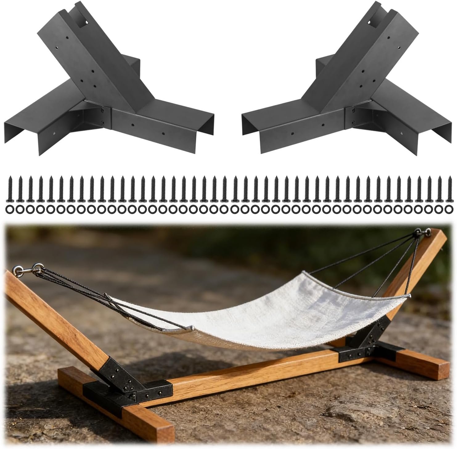 Heavy Duty Hammock Stand Bracket Kit – 500 lbs Capacity, Powder Coated Steel, Fits 4″x4″ Posts, Easy DIY Installation